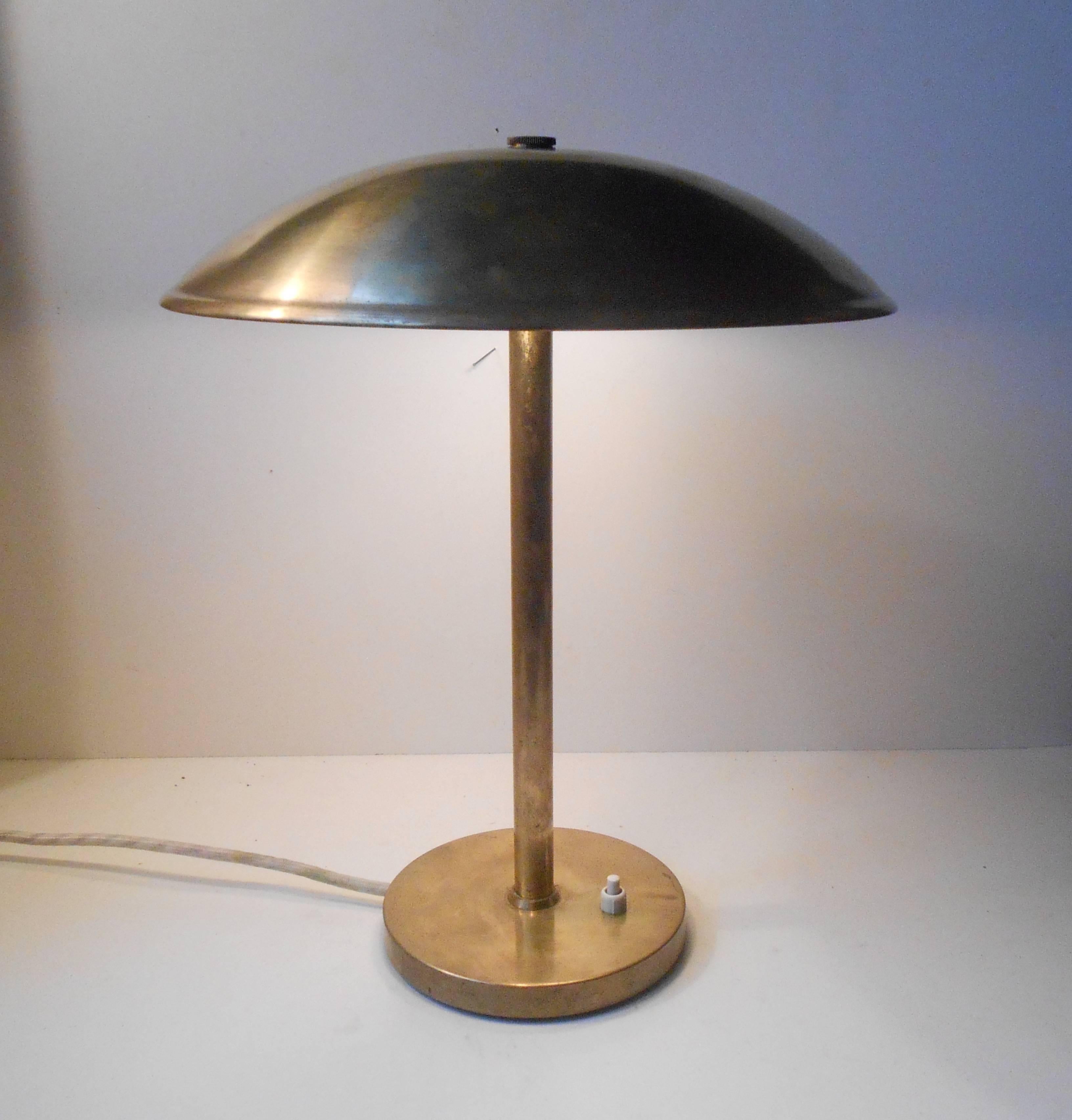 Bauhaus Desk Lamp in Brass by Lyfa, Denmark, 1930s 1