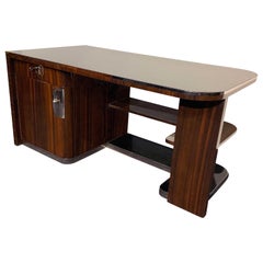 Bauhaus Desk, Macassar, Black Lacquer and Metal, Hellerau/Germany, circa 1930