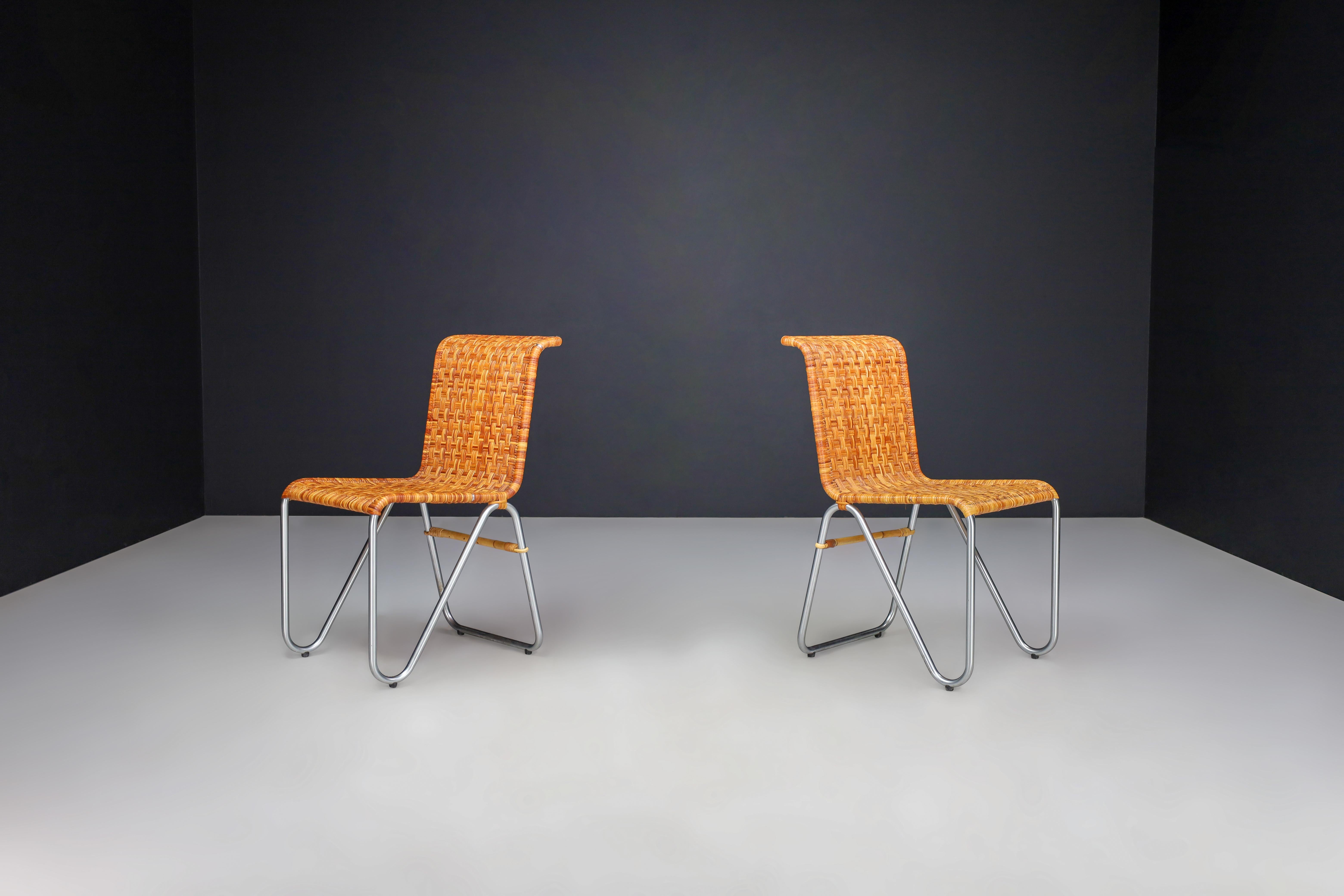 Dutch Bauhaus Diagonal Chairs by Willem Hendrik Gispen for Gispen, The Netherlands For Sale