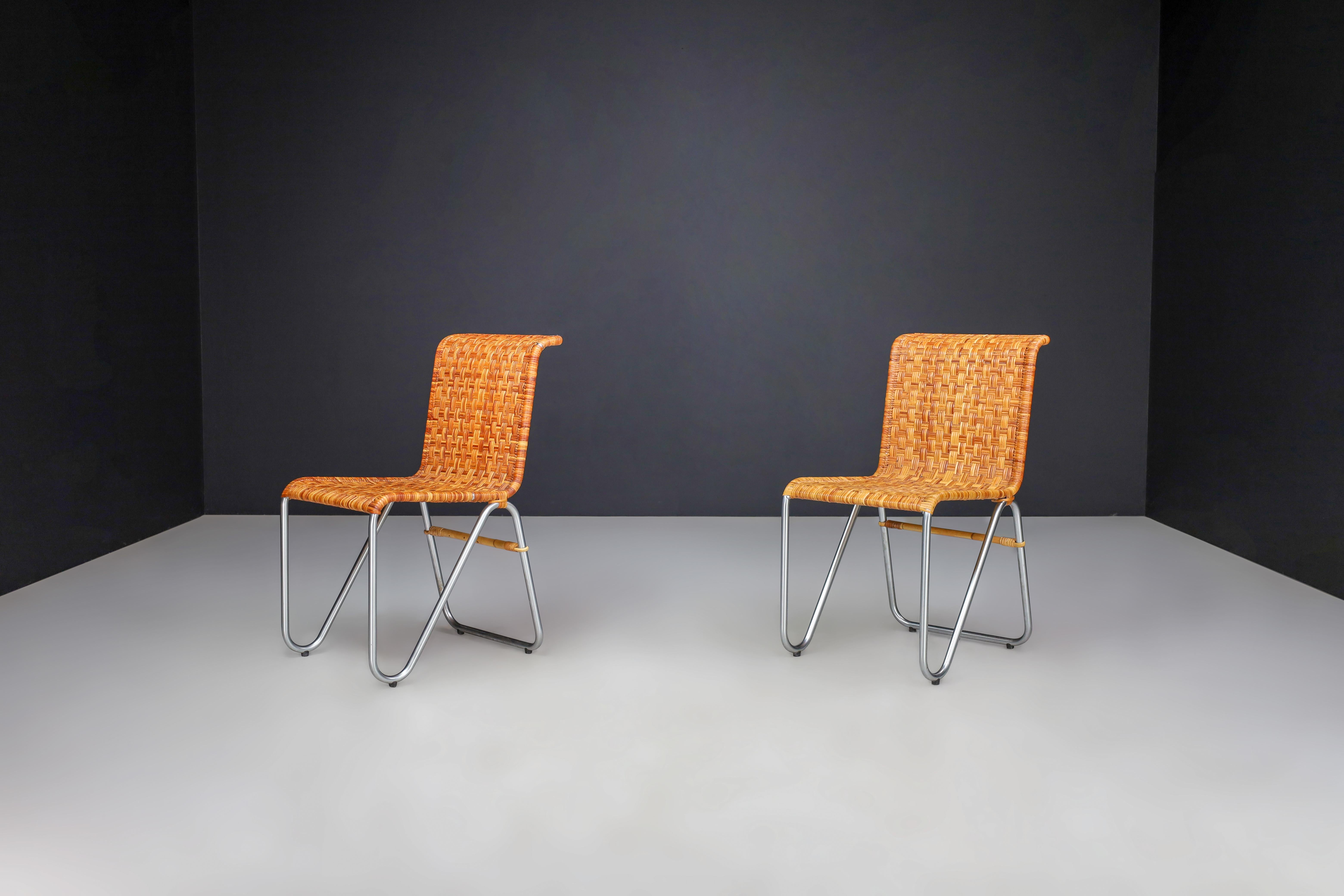 Bauhaus Diagonal Chairs by Willem Hendrik Gispen for Gispen, The Netherlands In Good Condition For Sale In Almelo, NL