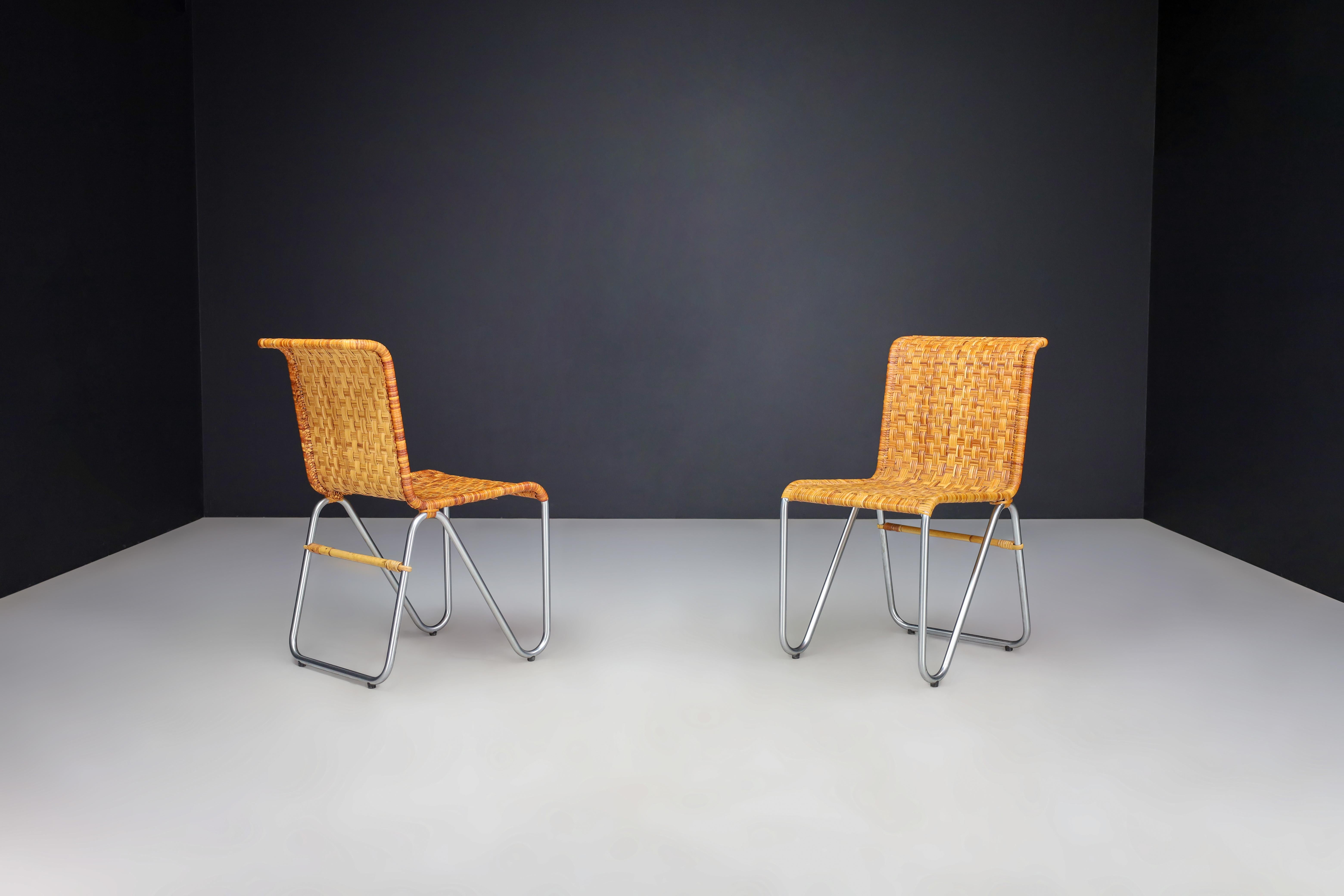 Late 20th Century Bauhaus Diagonal Chairs by Willem Hendrik Gispen for Gispen, The Netherlands For Sale
