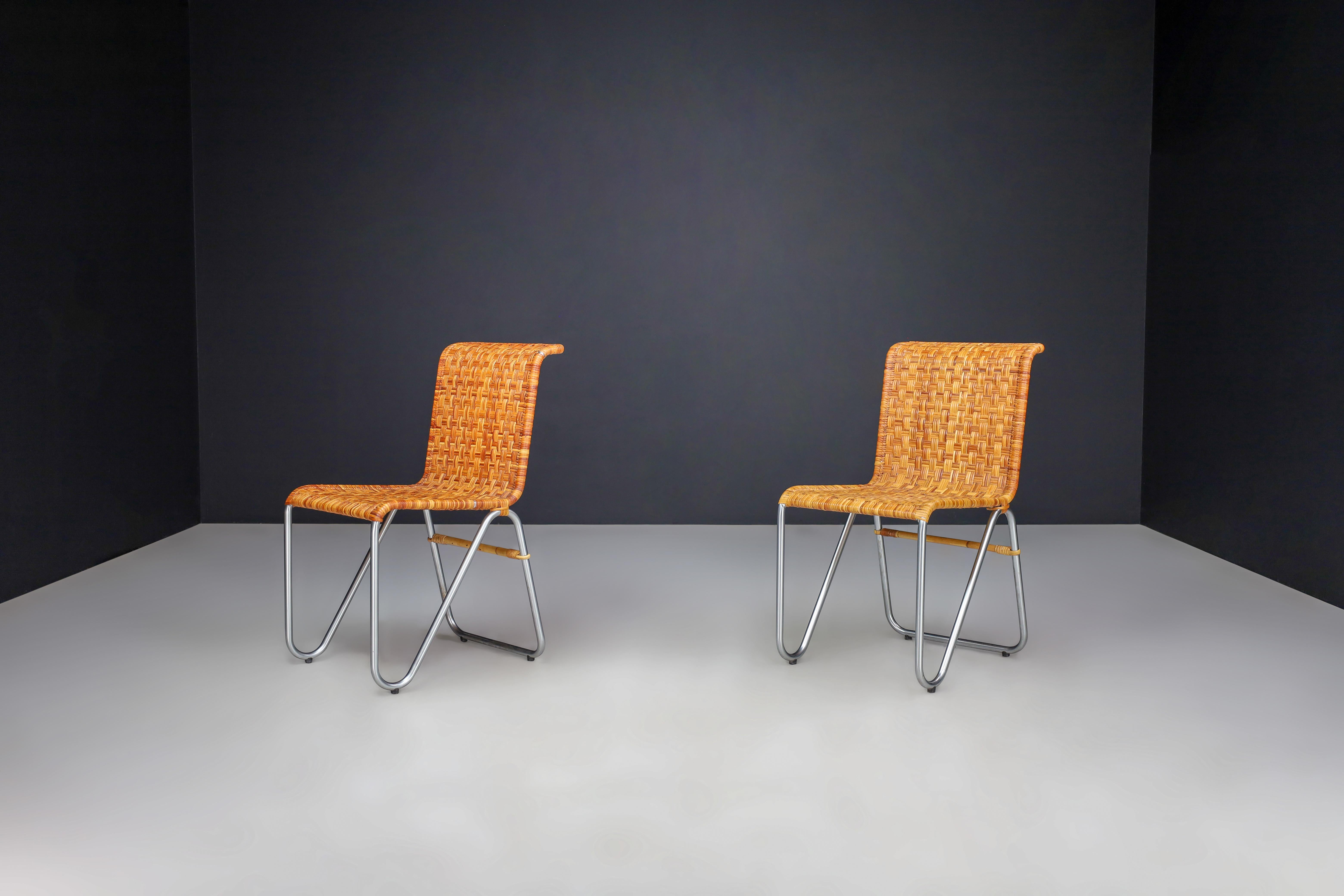 Bauhaus Diagonal Chairs by Willem Hendrik Gispen for Gispen, The Netherlands For Sale 1