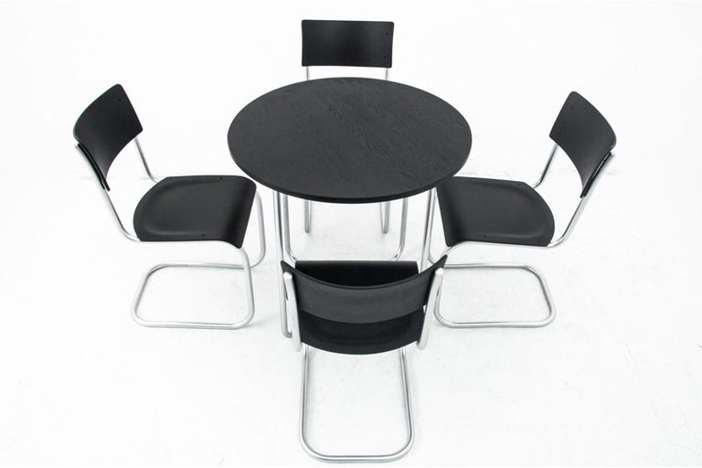 Bauhaus Dining table set table + 4 chairs by Mart Stam, Poland, 1930s