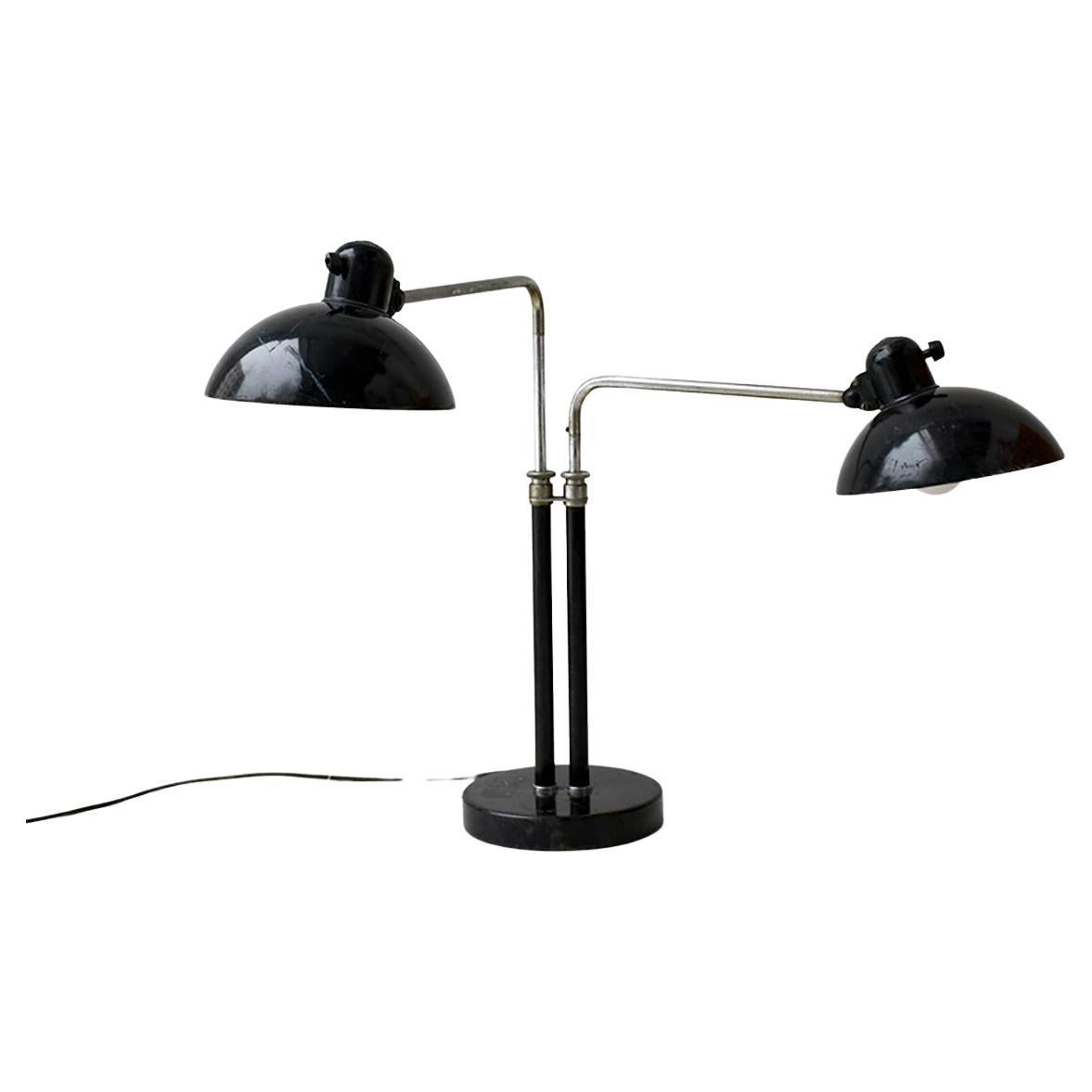 Bauhaus Double Arms Table Lamp 6580 by Christian Dell for Kaiser Idell,  1930s For Sale at 1stDibs