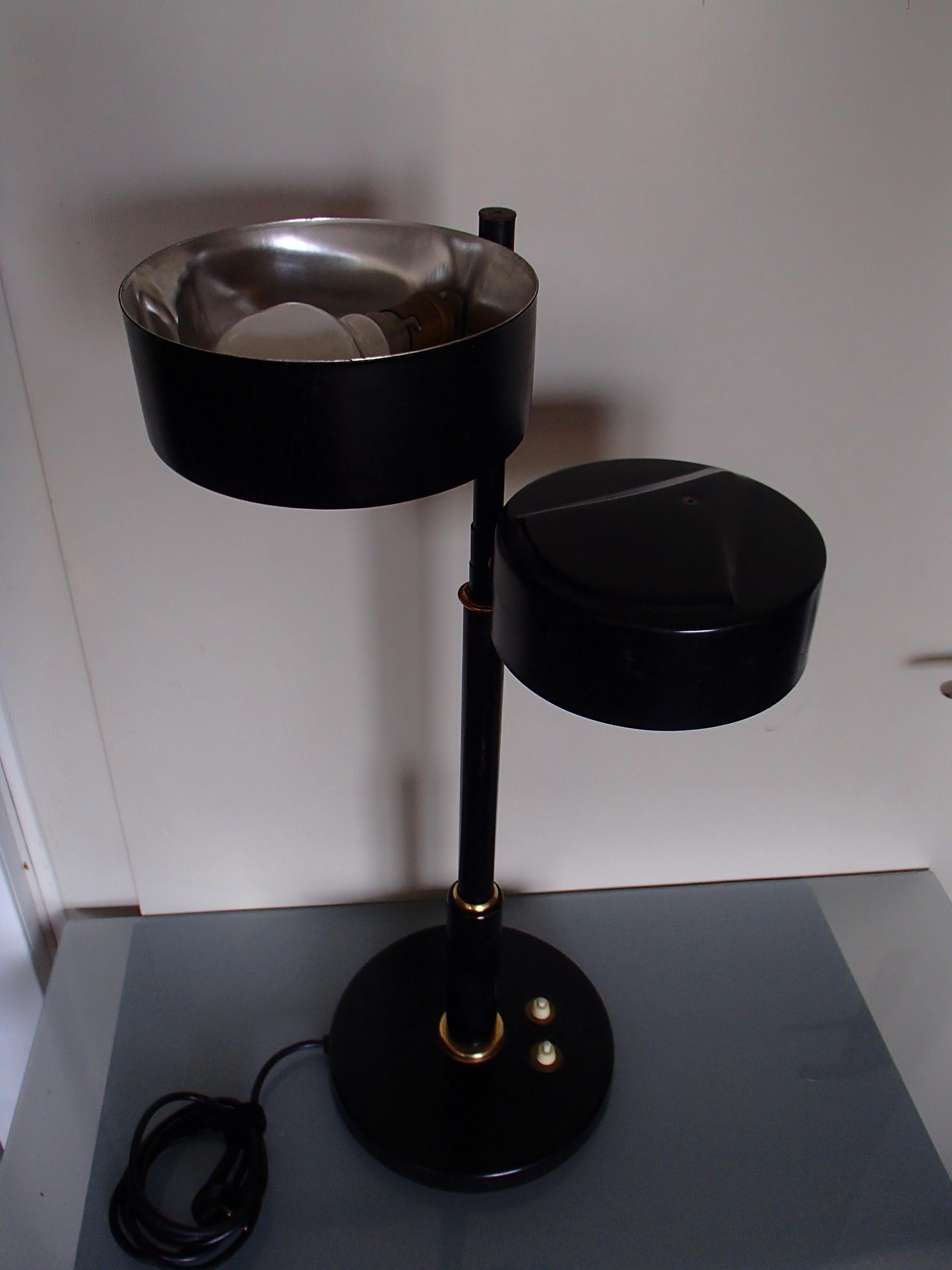 Bauhaus Double Light Black Table Lamp In Good Condition In Weiningen, CH