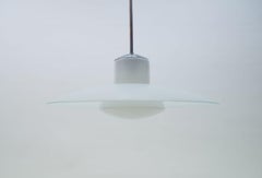 Bauhaus Double Opal and Frosted Glass Shade Ceiling Lamp from Doria, 1940s
