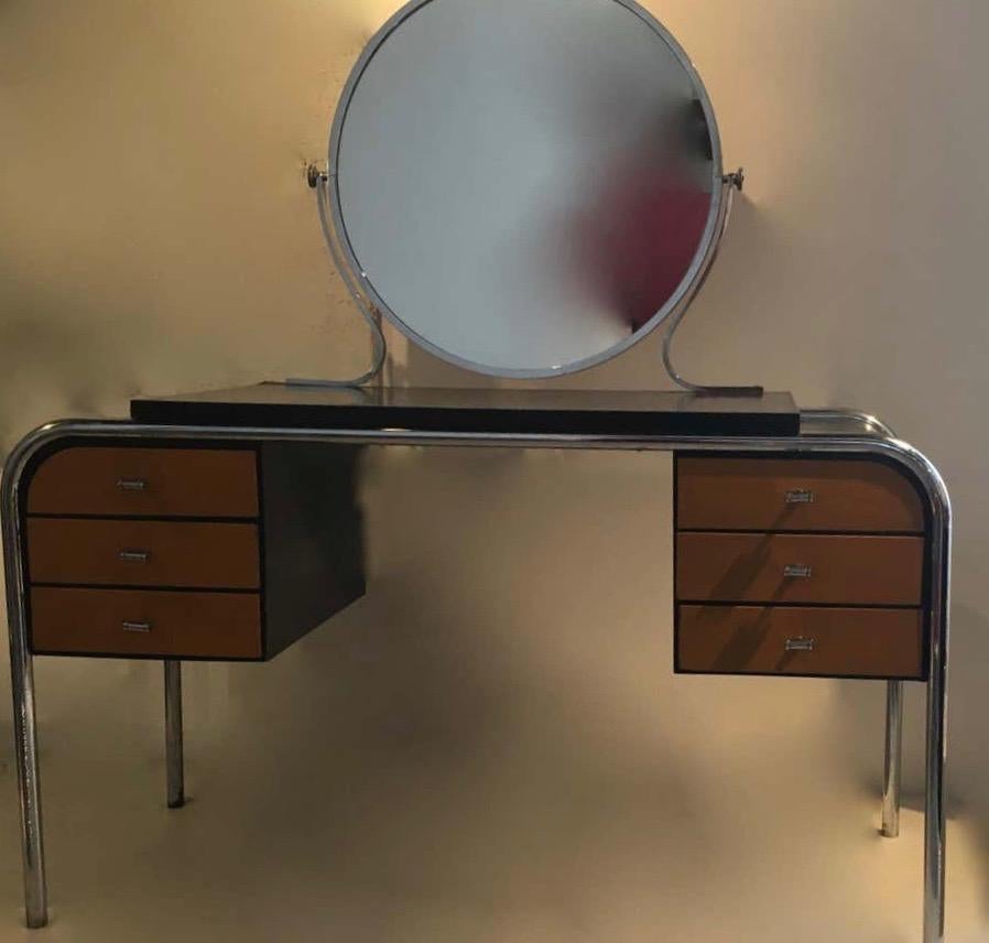 Bauhaus Dressing Table with Ocher Lacquer Drawers, Germany, 1930 1