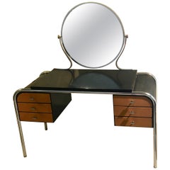 Bauhaus Dressing Table with Ocher Lacquer Drawers, Germany, 1930