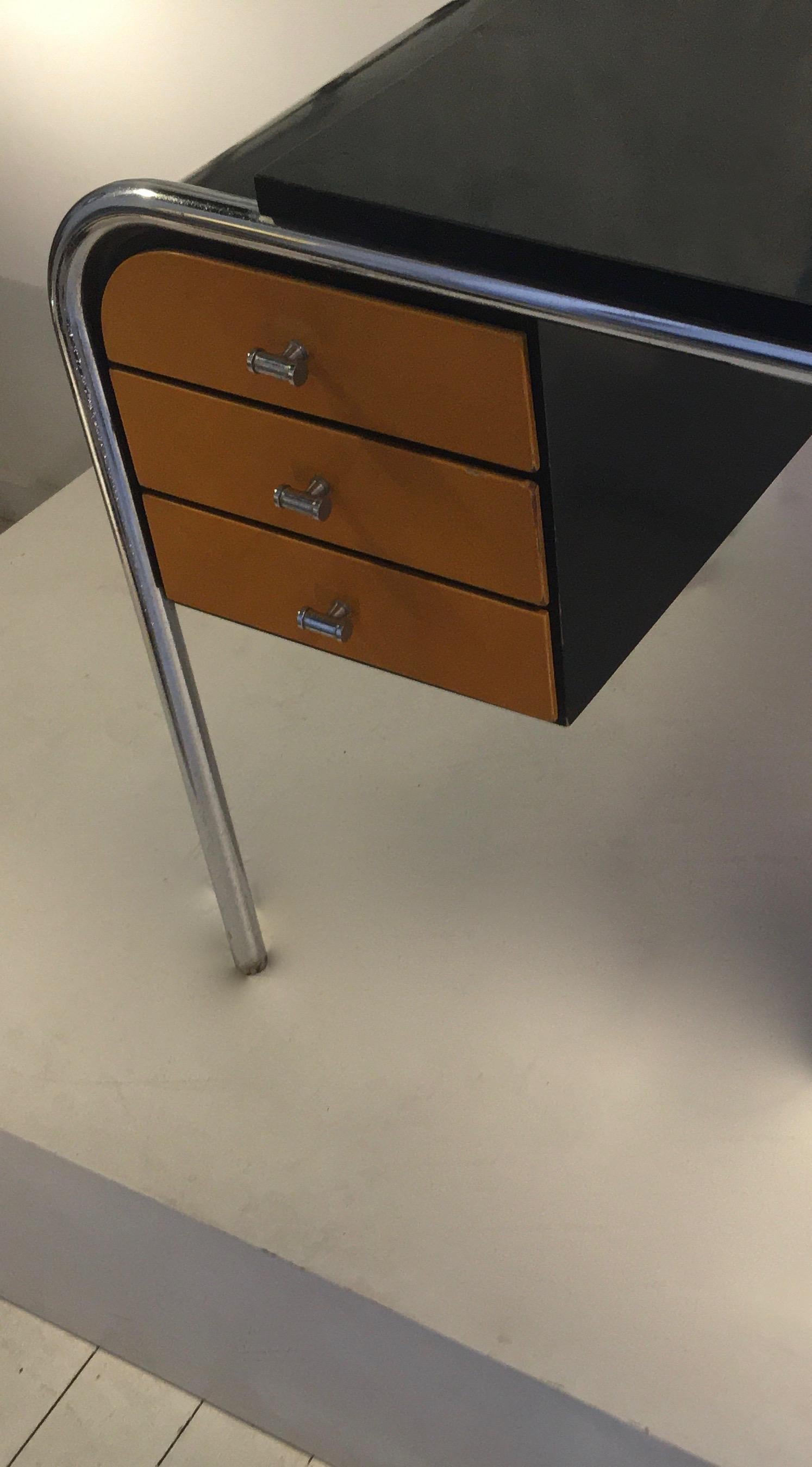 Bauhaus Dressing Table with Ocher Lacquer Drawers, Germany, 1930 2