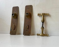 Bauhaus Era Brass Door Handle set, 1930s