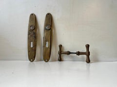 Bauhaus Era Brass Door Handles, 1930s, Set of 2