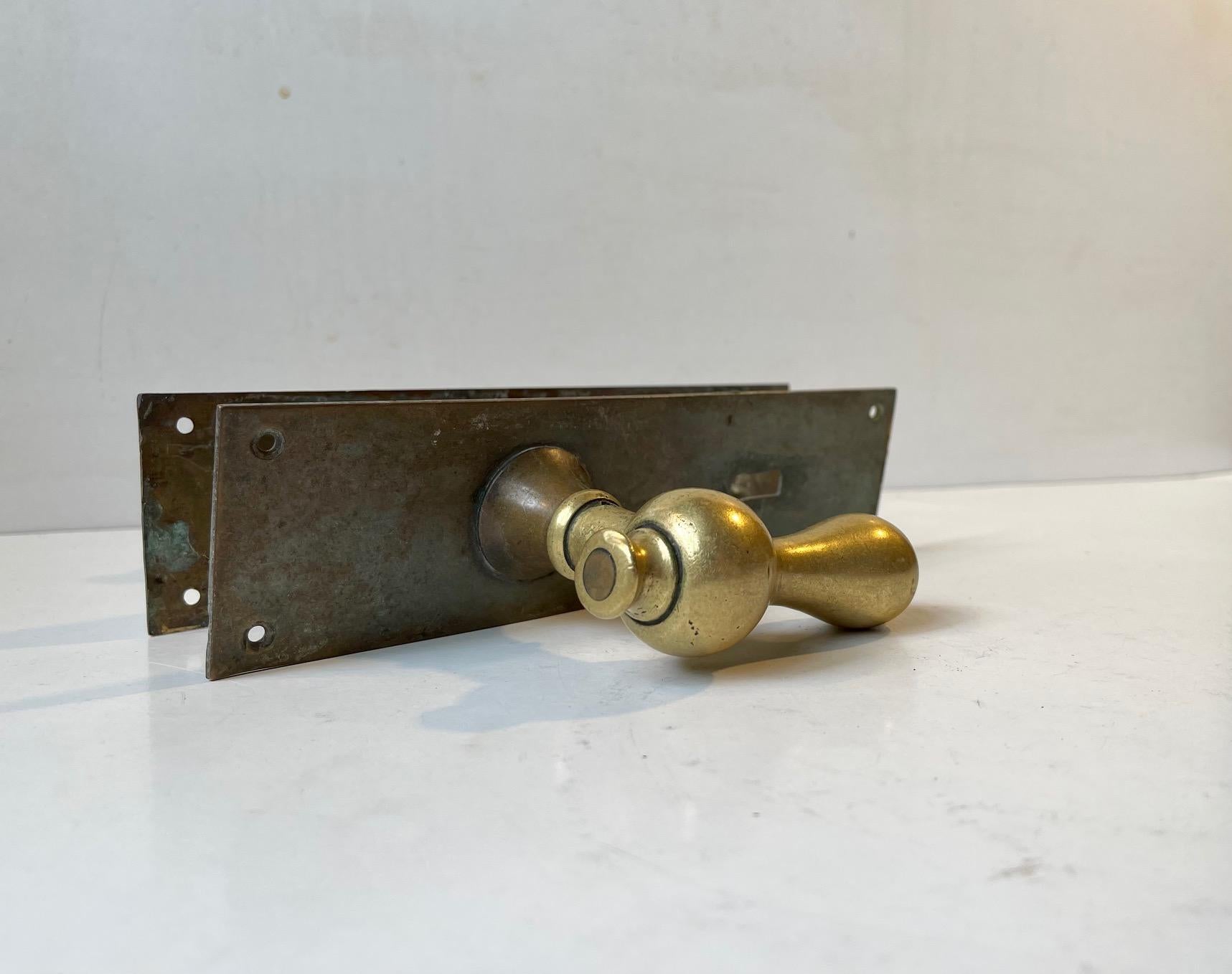 Türgriff-Set aus Bronze und Messing aus der Bauhaus-Ära, 1930er Jahre, 1 Set im Angebot 1