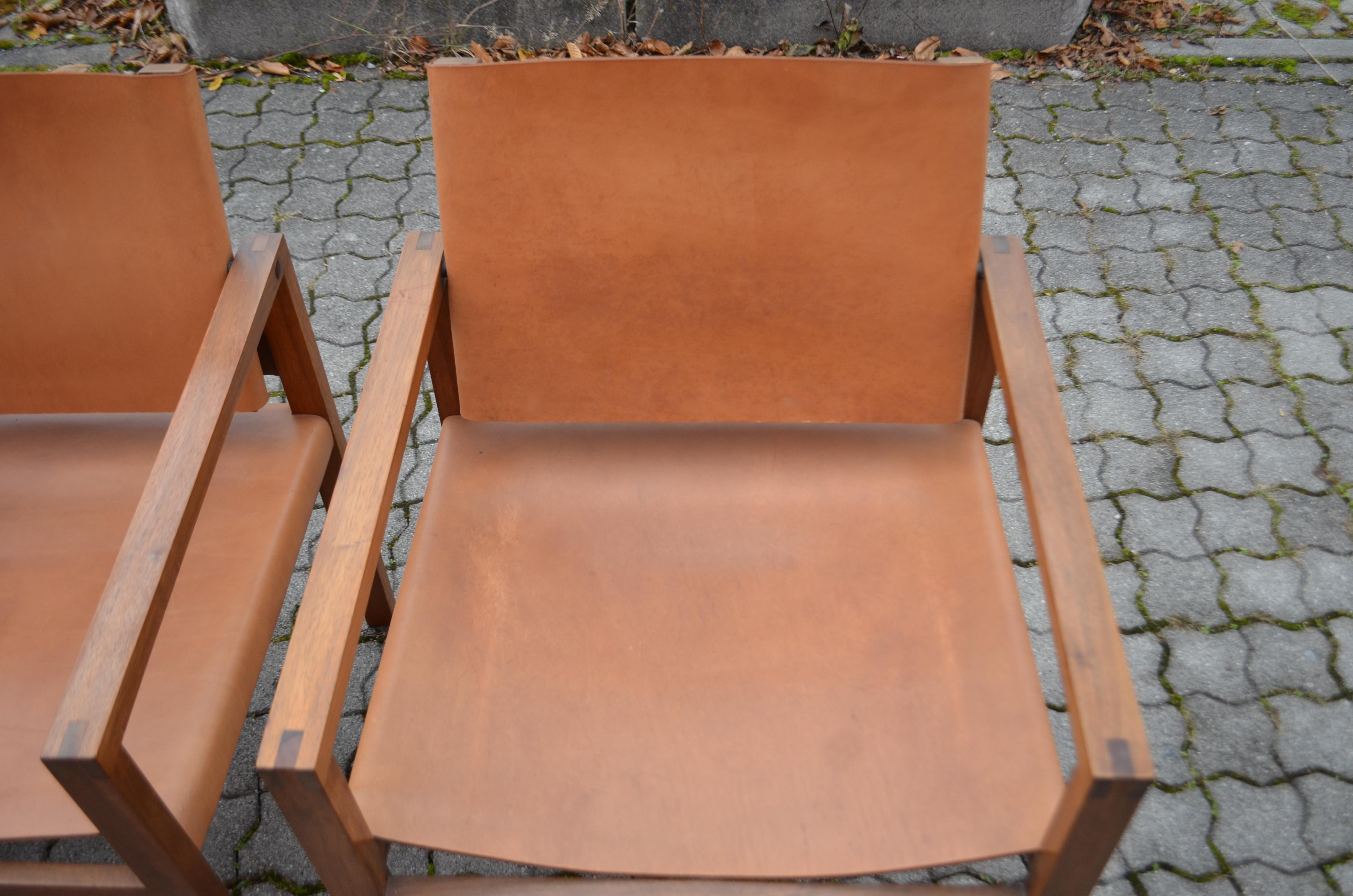 Bauhaus Era Minimalist Modernist Cognac Saddle Leather Lounge Chair Armchair For Sale 7