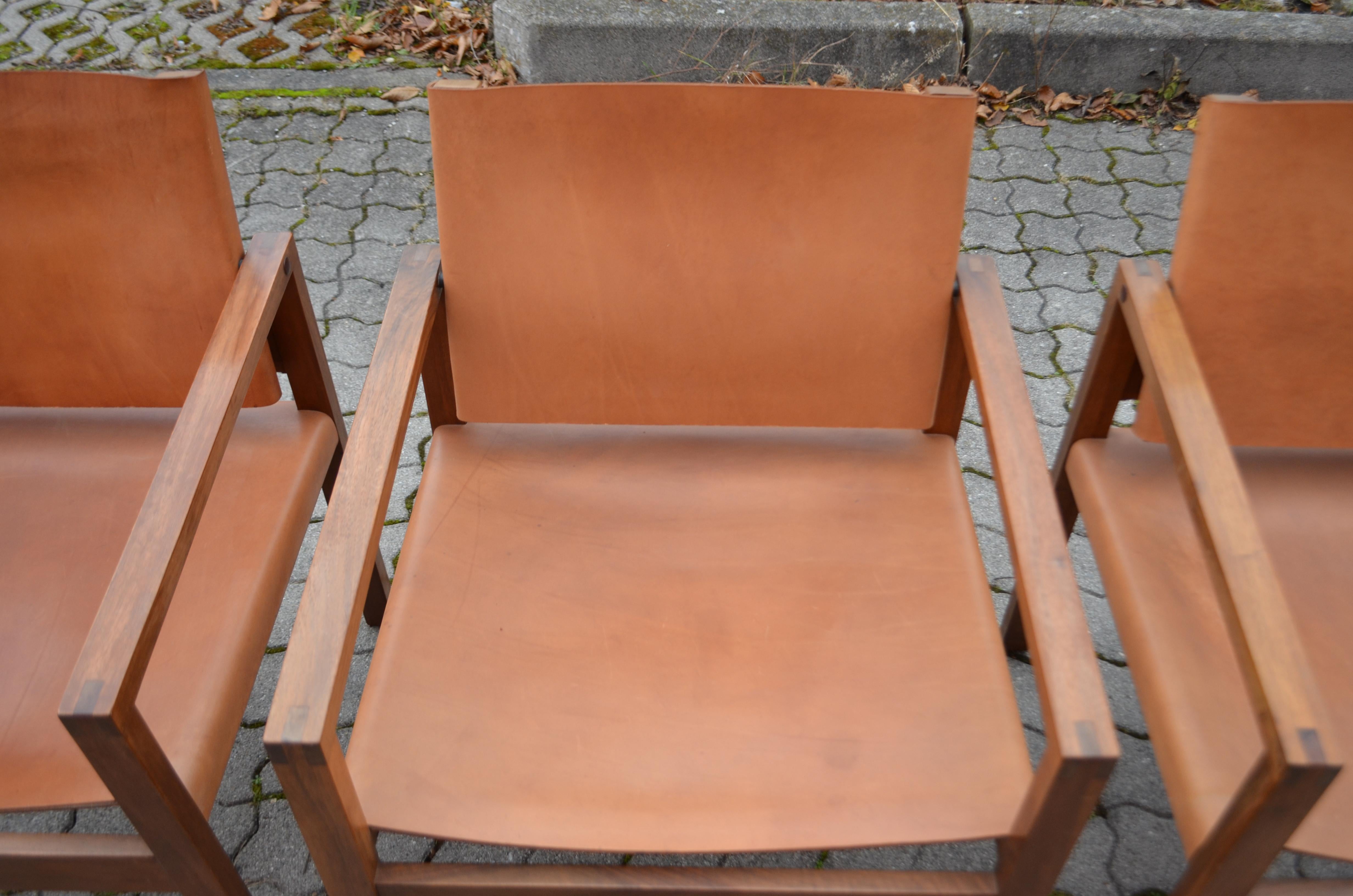 Bauhaus Era Minimalist Modernist Cognac Saddle Leather Lounge Chair Armchair For Sale 8