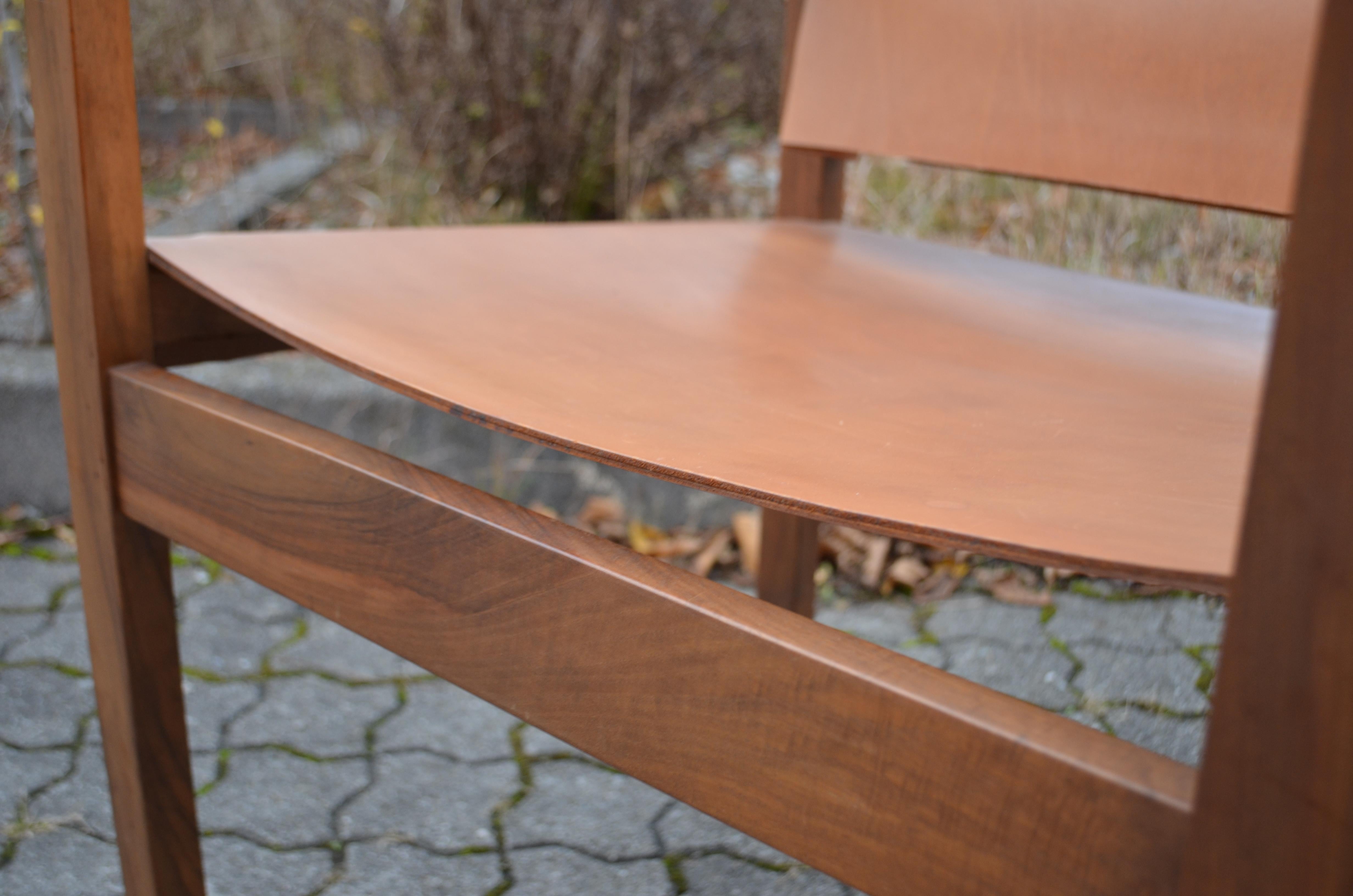 Bauhaus Era Minimalist Modernist Cognac Saddle Leather Lounge Chair Armchair For Sale 9