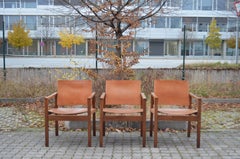 Bauhaus Era Minimalist Modernist Cognac Saddle Leather Lounge Chair Armchair