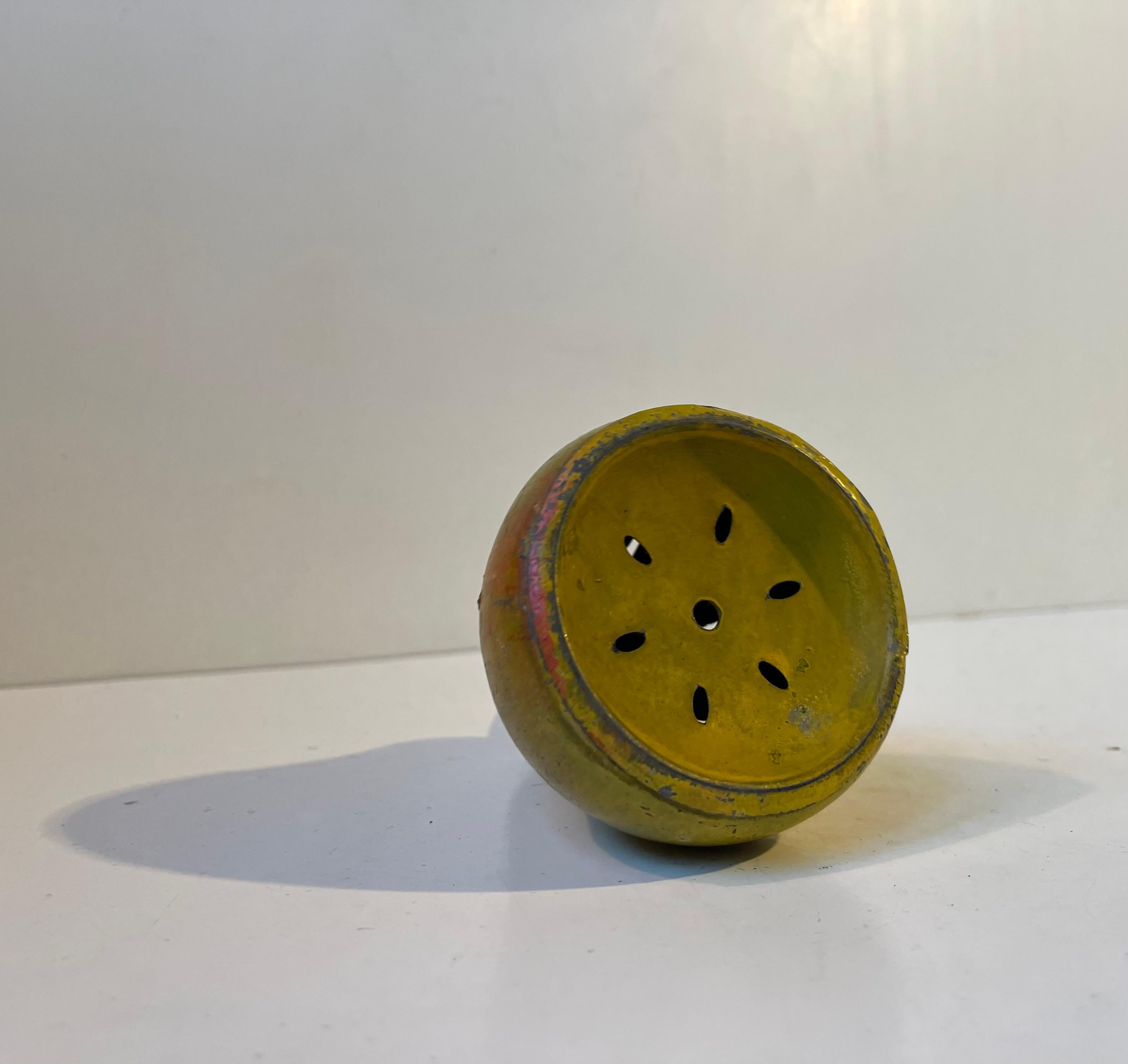 Early 20th Century Bauhaus Era Pear Potpourri Jar in Lacquered Steel, 1920s For Sale