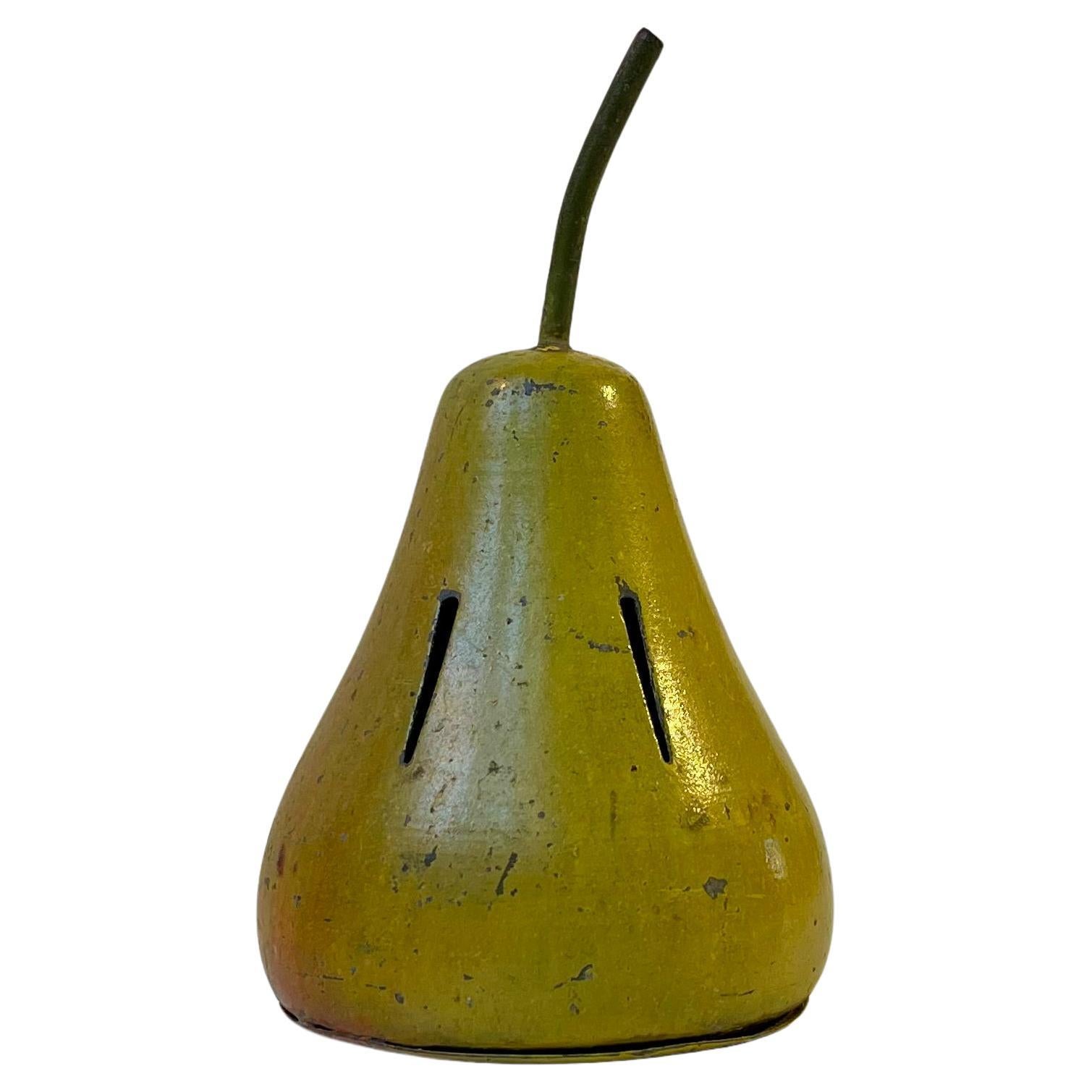 Bauhaus Era Pear Potpourri Jar in Lacquered Steel, 1920s For Sale