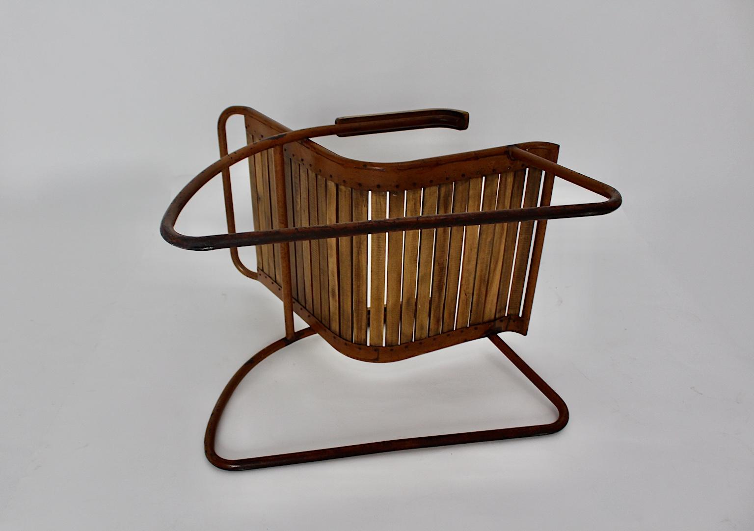 Loungesessel oder Sessel aus Buche und Metall aus der Bauhaus-Ära, um 1920, Deutschland im Angebot 12