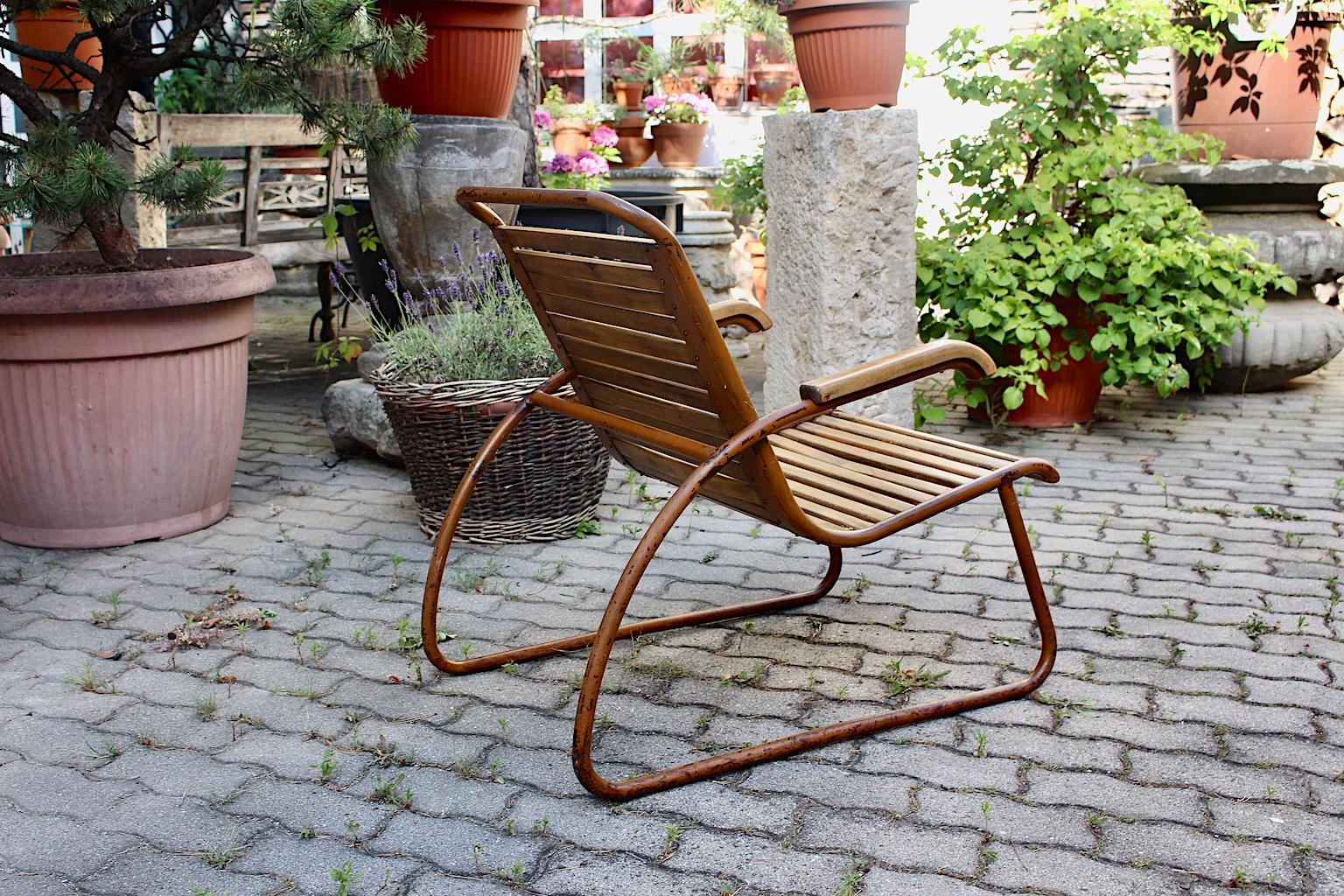 Loungesessel oder Sessel aus Buche und Metall aus der Bauhaus-Ära, um 1920, Deutschland (Frühes 20. Jahrhundert) im Angebot