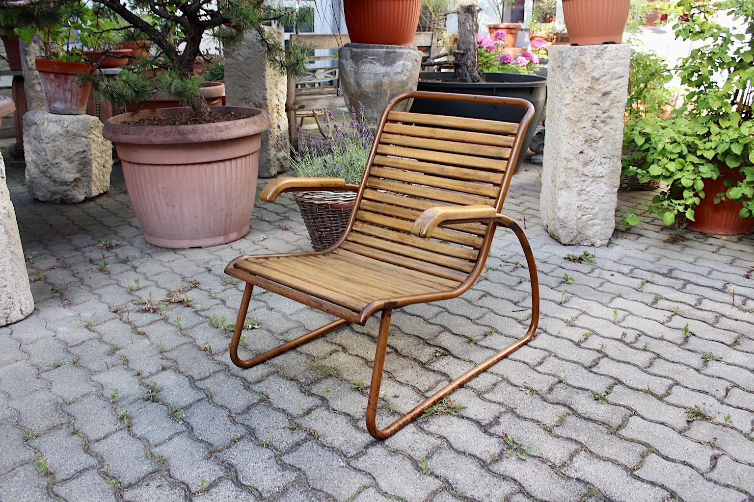 Loungesessel oder Sessel aus Buche und Metall aus der Bauhaus-Ära, um 1920, Deutschland (Buchenholz) im Angebot