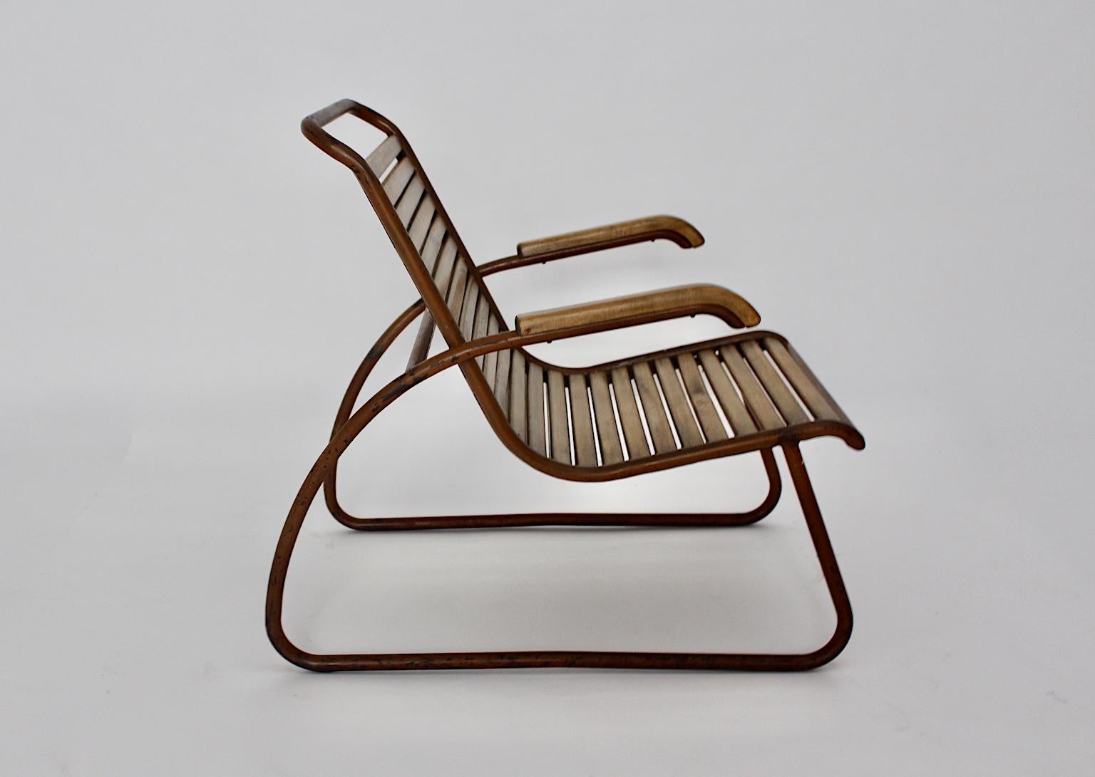 Loungesessel oder Sessel aus Buche und Metall aus der Bauhaus-Ära, um 1920, Deutschland im Angebot 2