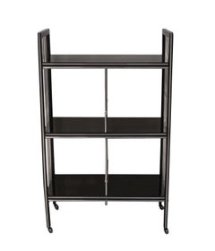 Bauhaus Étagère, Black Lacquer and Metal Parts, Germany, circa 1930