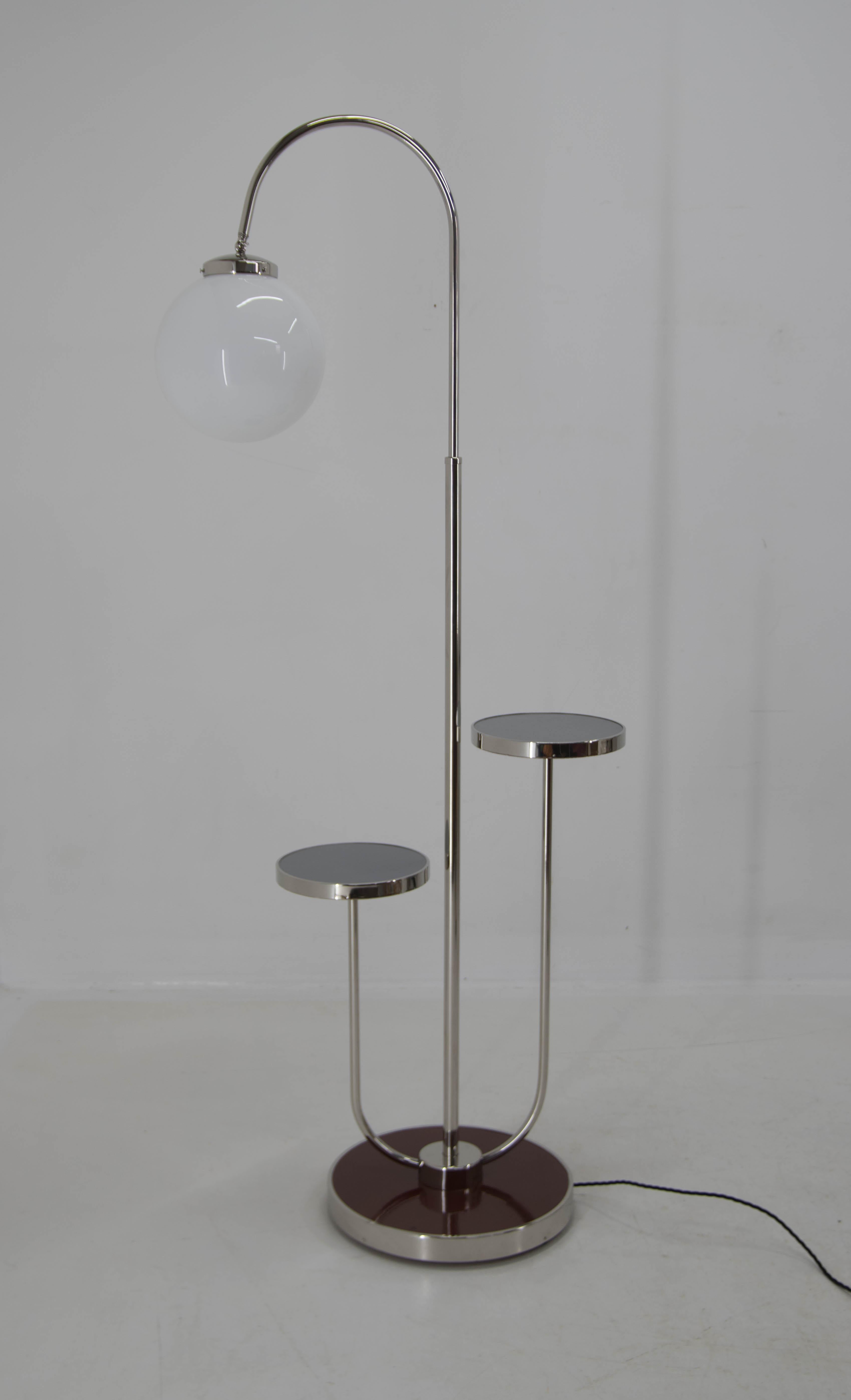 Czech Bauhaus Floor Lamp by Halabala, 1940s, Restored For Sale