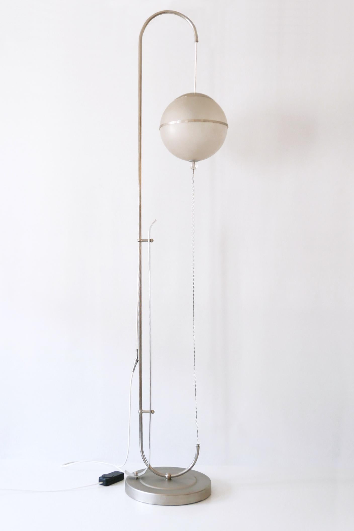 Plated Bauhaus Floor Lamp by Karl Trabert for Schanzenbach & Co 1930s Germany For Sale