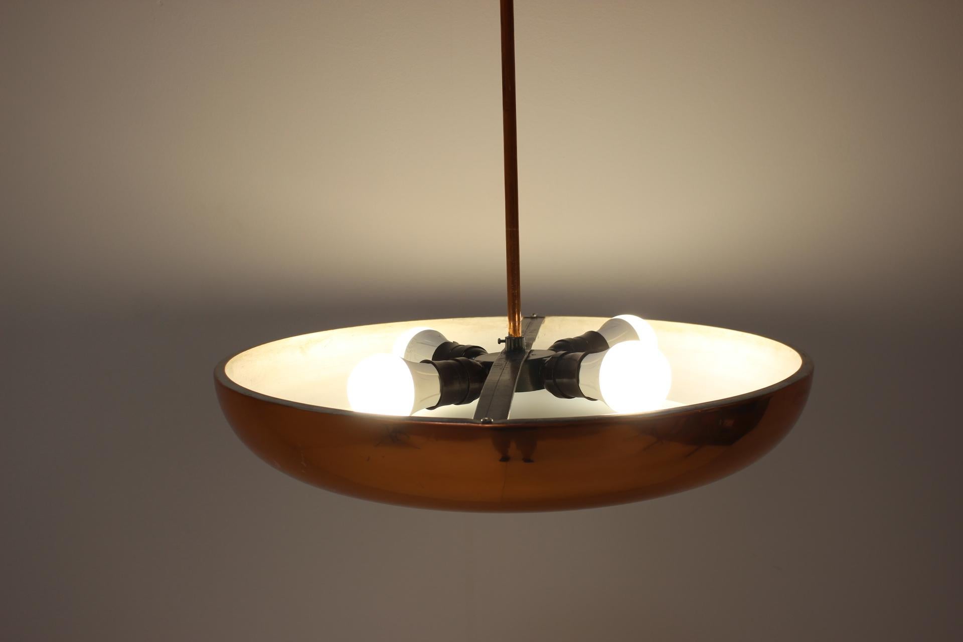 Bauhaus / Functionalism UFO Pendant by Josef Hurka for Napako, 1940s For Sale 4