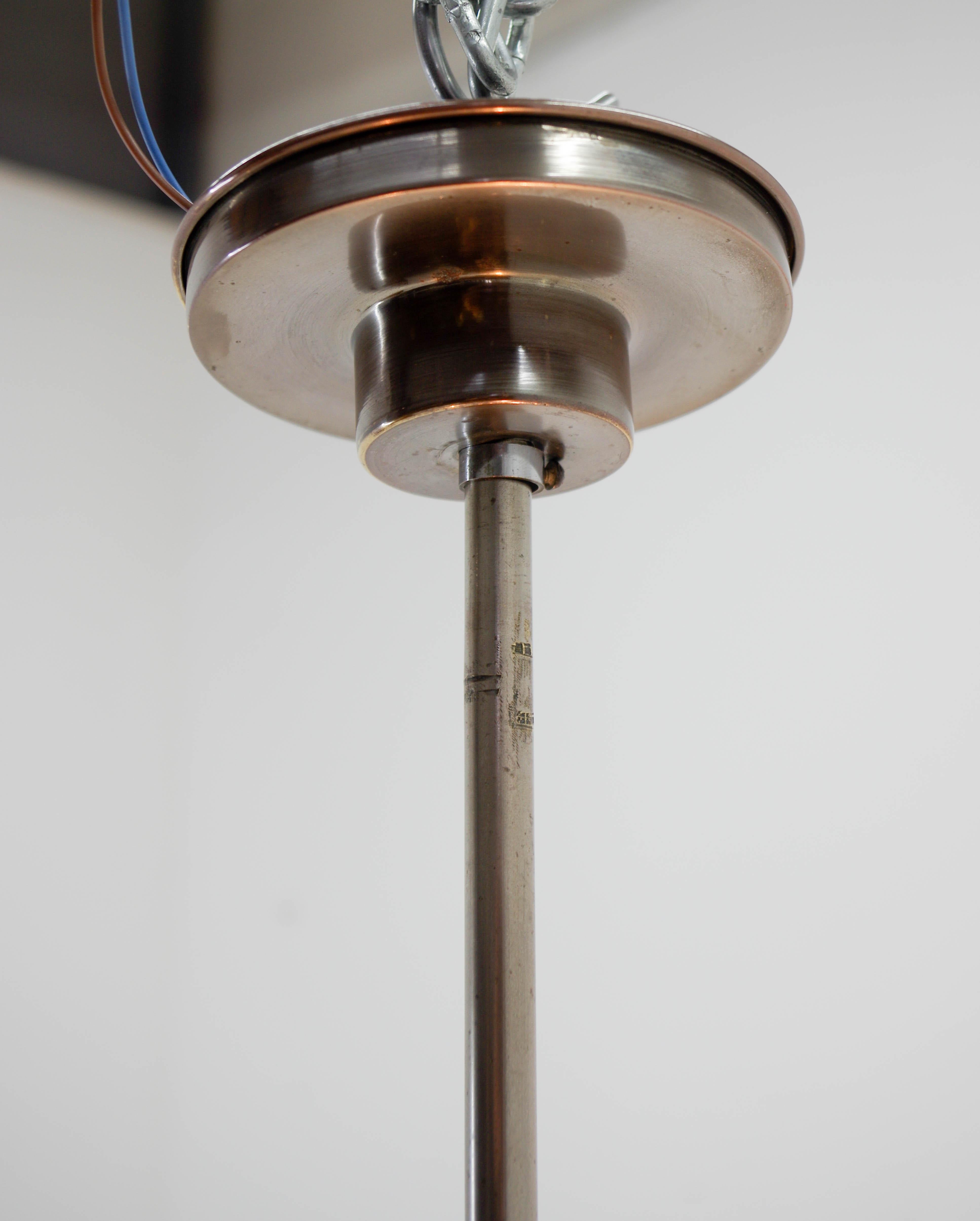 Bauhaus / Functionalist Chrome and Glass Chandelier, 1920s For Sale 2