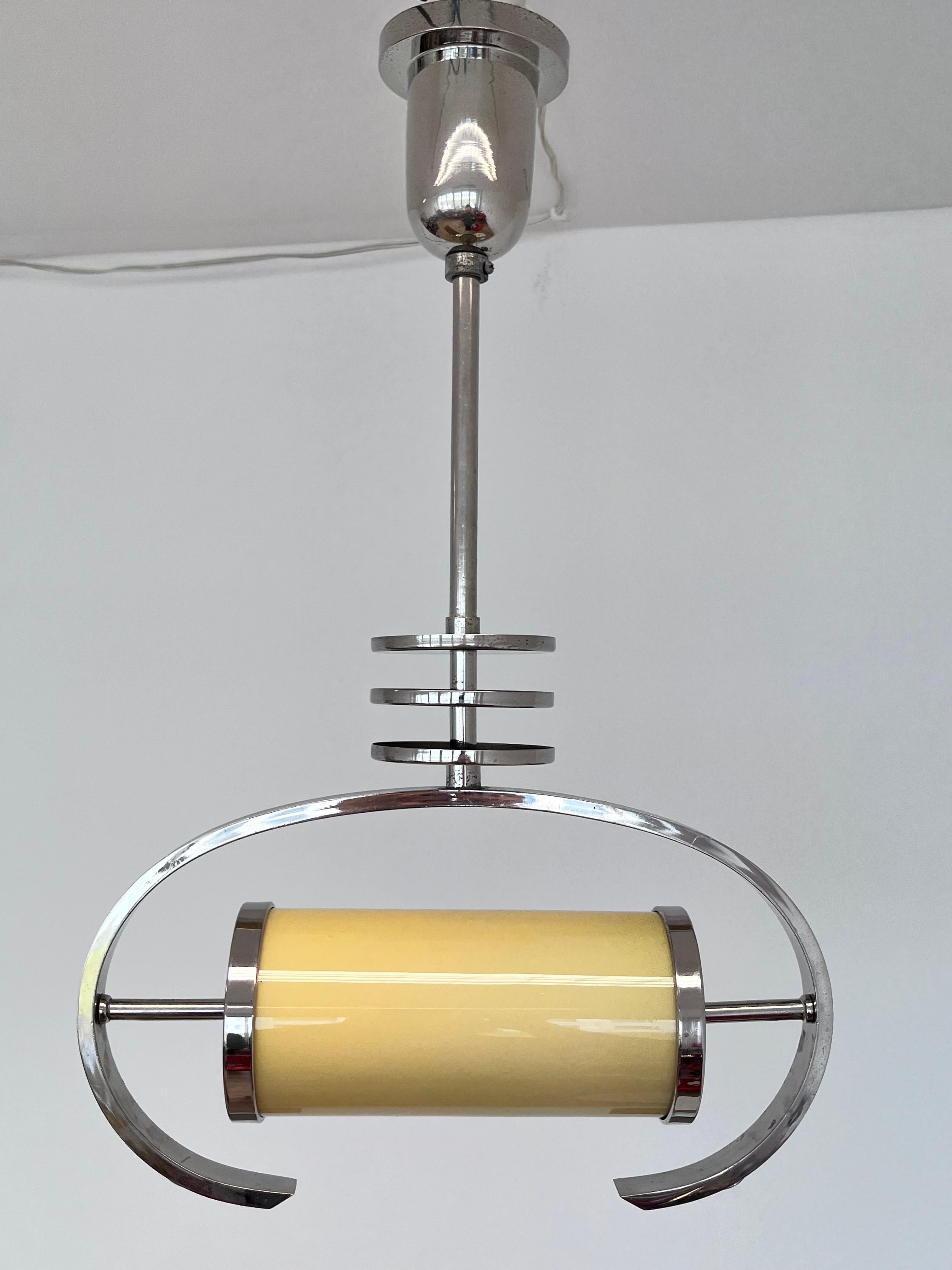 Bauhaus / functionalist chrome pendant / lamp - 1930s For Sale 1