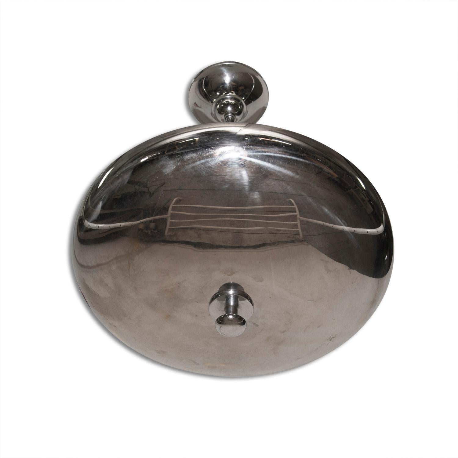 Mid-20th Century Bauhaus Functionalist Chromium-Plated Pendant, Bohemia, 1940s