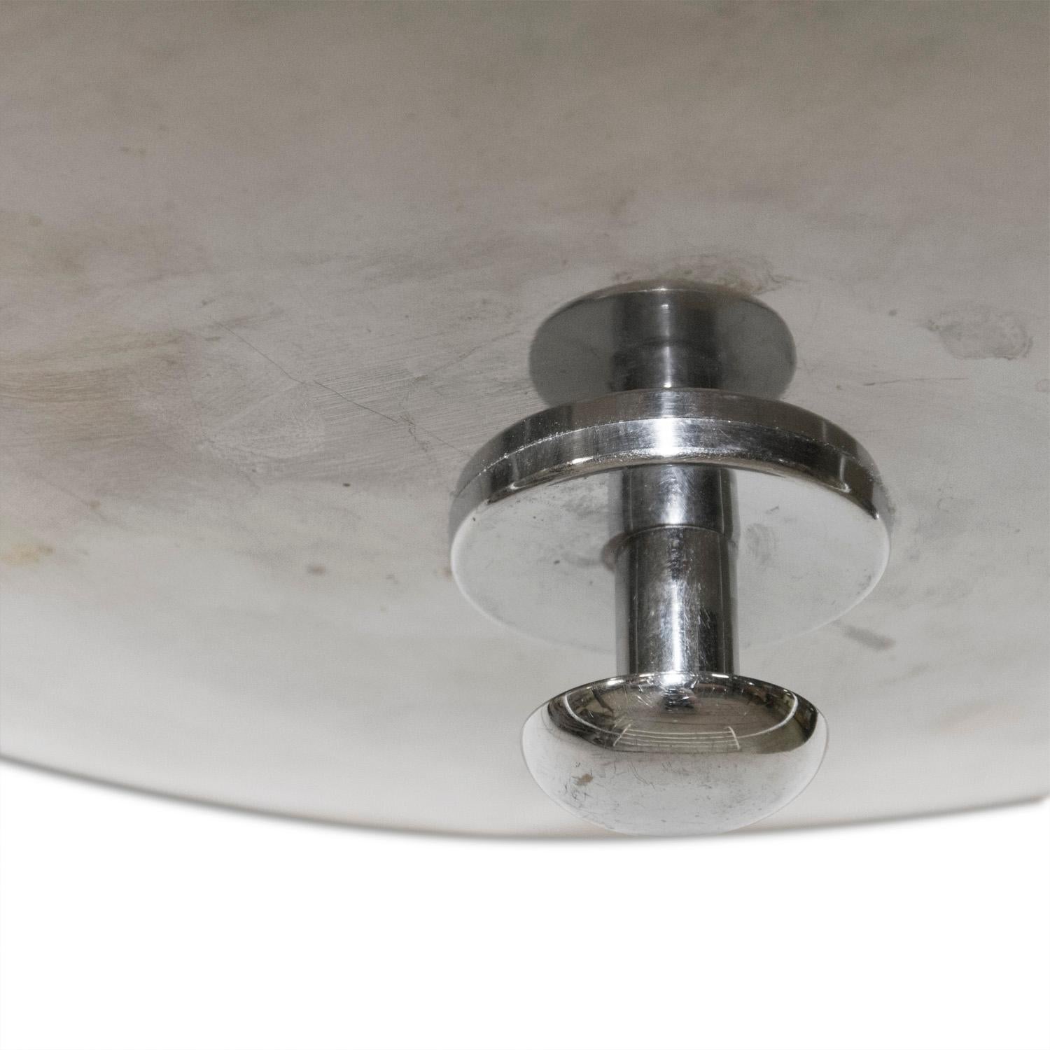 Chrome Bauhaus Functionalist Chromium-Plated Pendant, Bohemia, 1940s