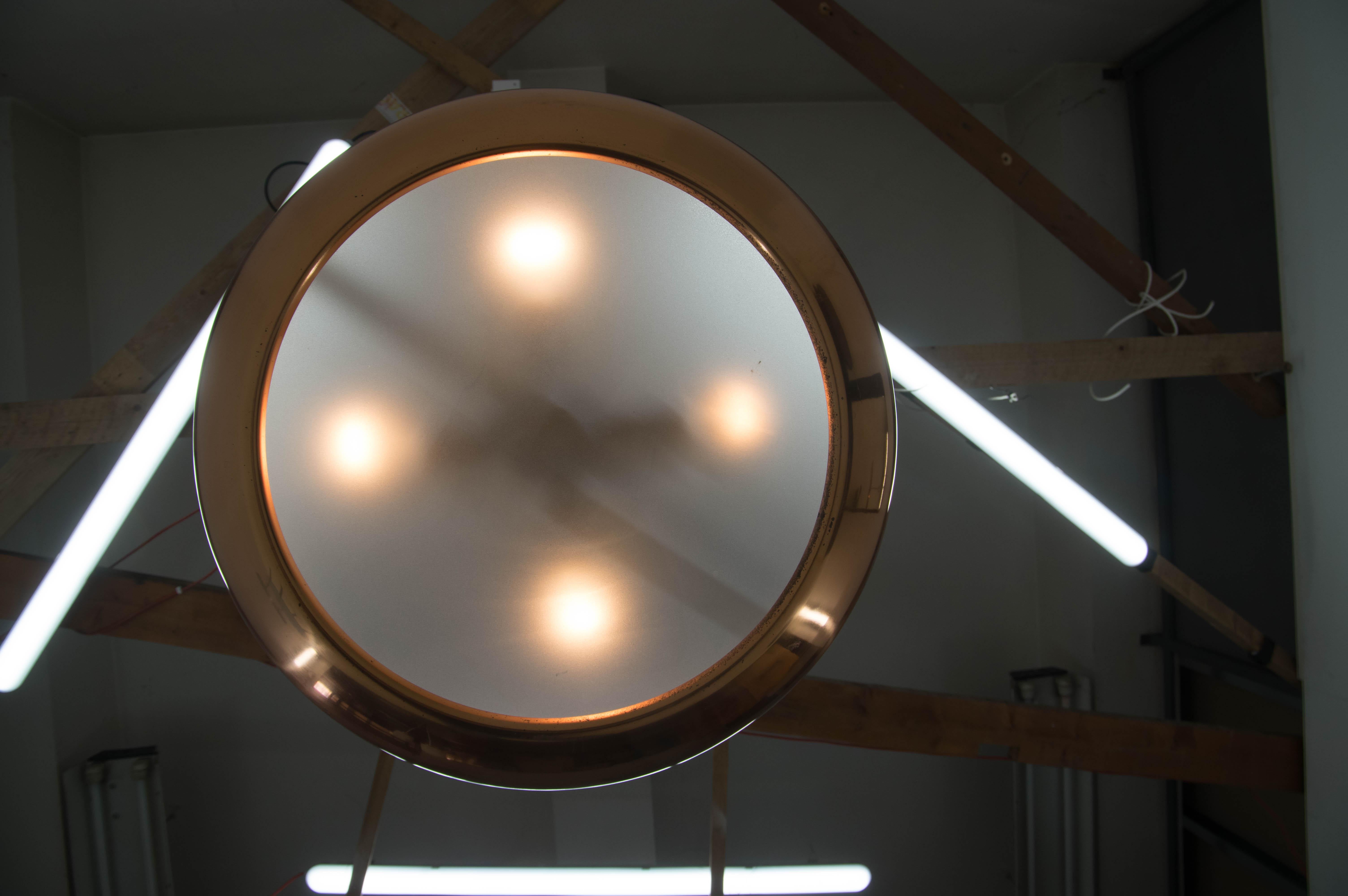 Bauhaus / Functionalist Copper Chandelier UFO, 1930s in vendita 4