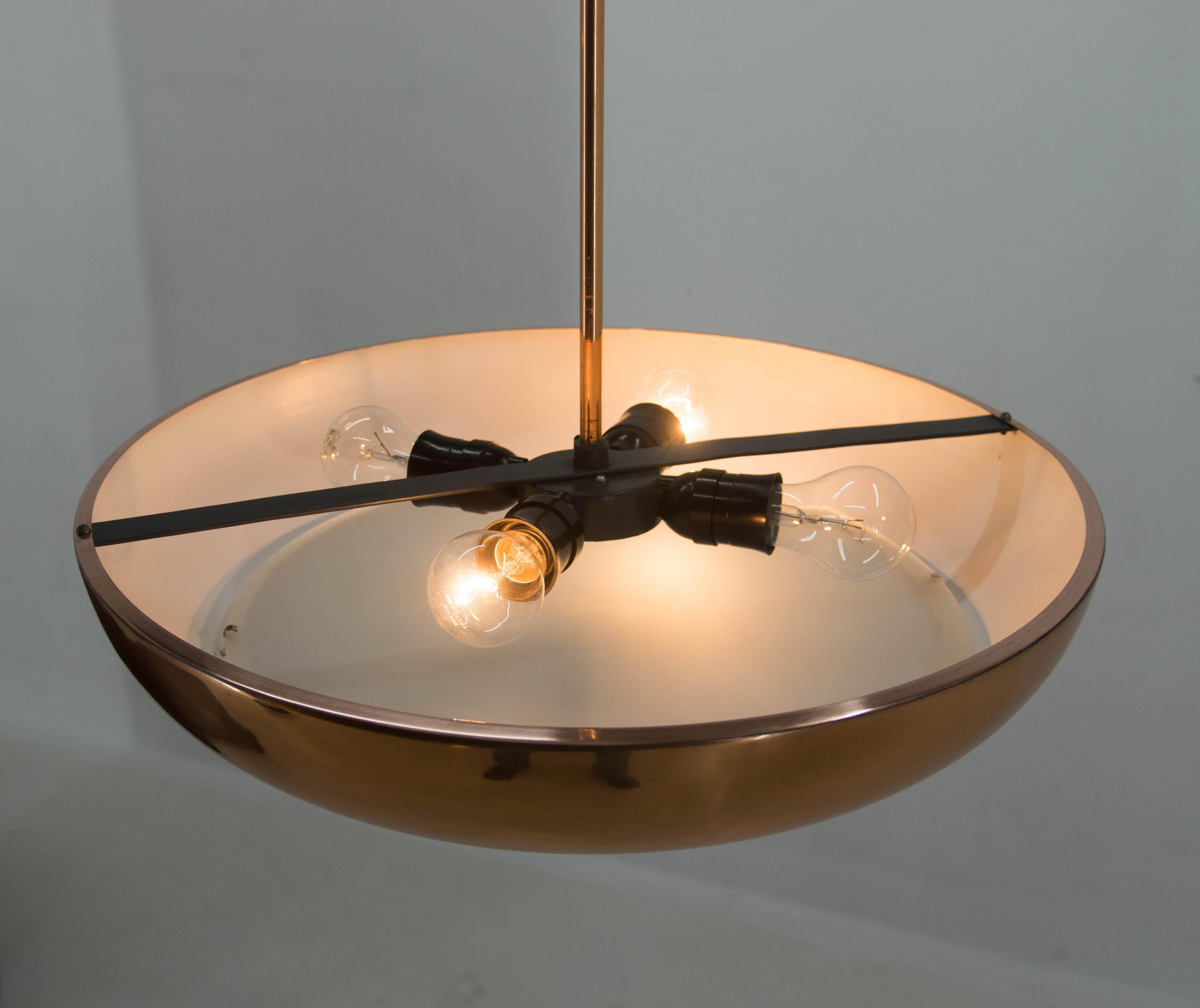 Bauhaus / Functionalist Copper Chandelier UFO, 1930s in vendita 6
