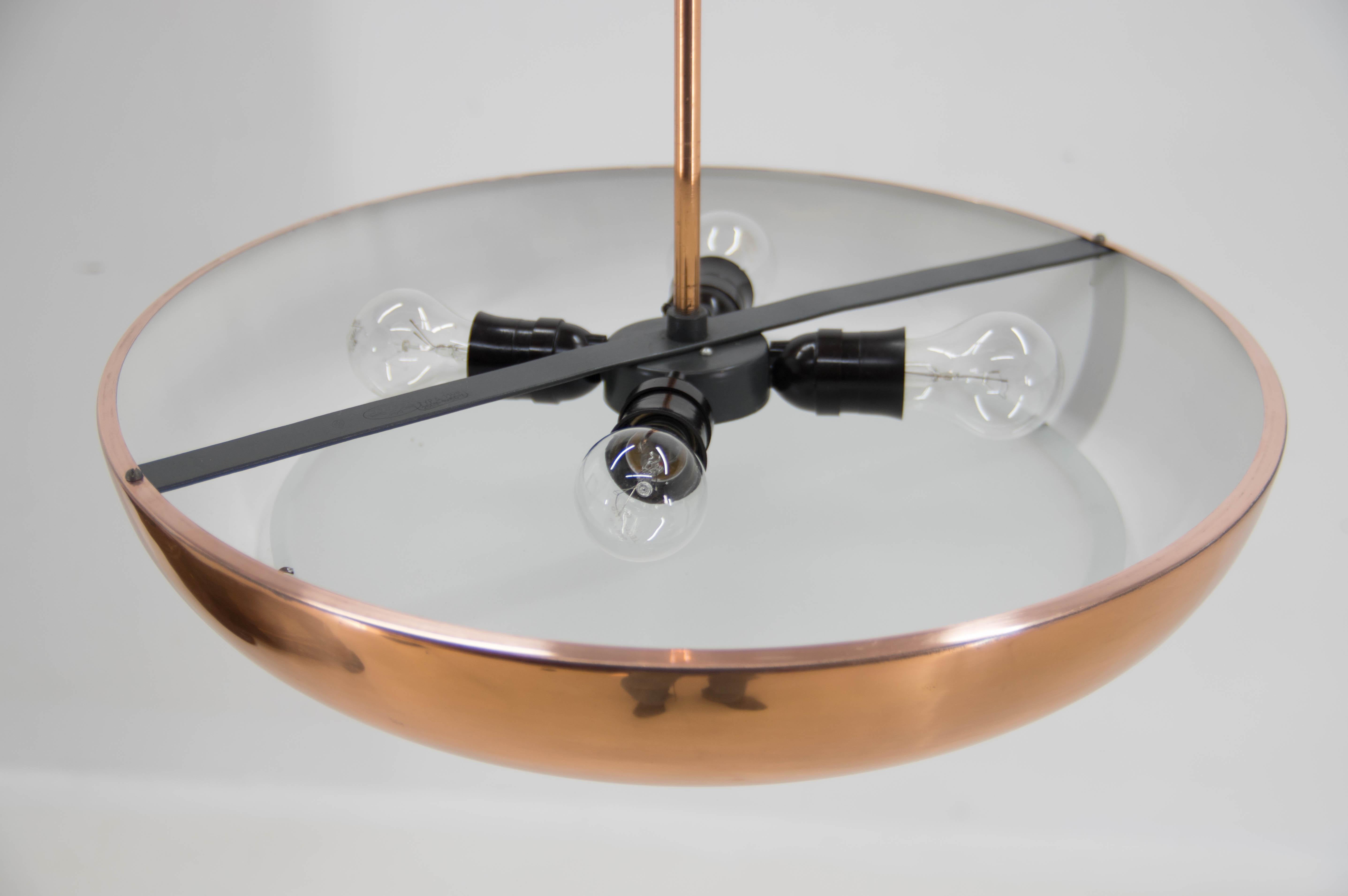 Bauhaus / Functionalist Copper Chandelier UFO, 1930s In condizioni buone in vendita a Praha, CZ