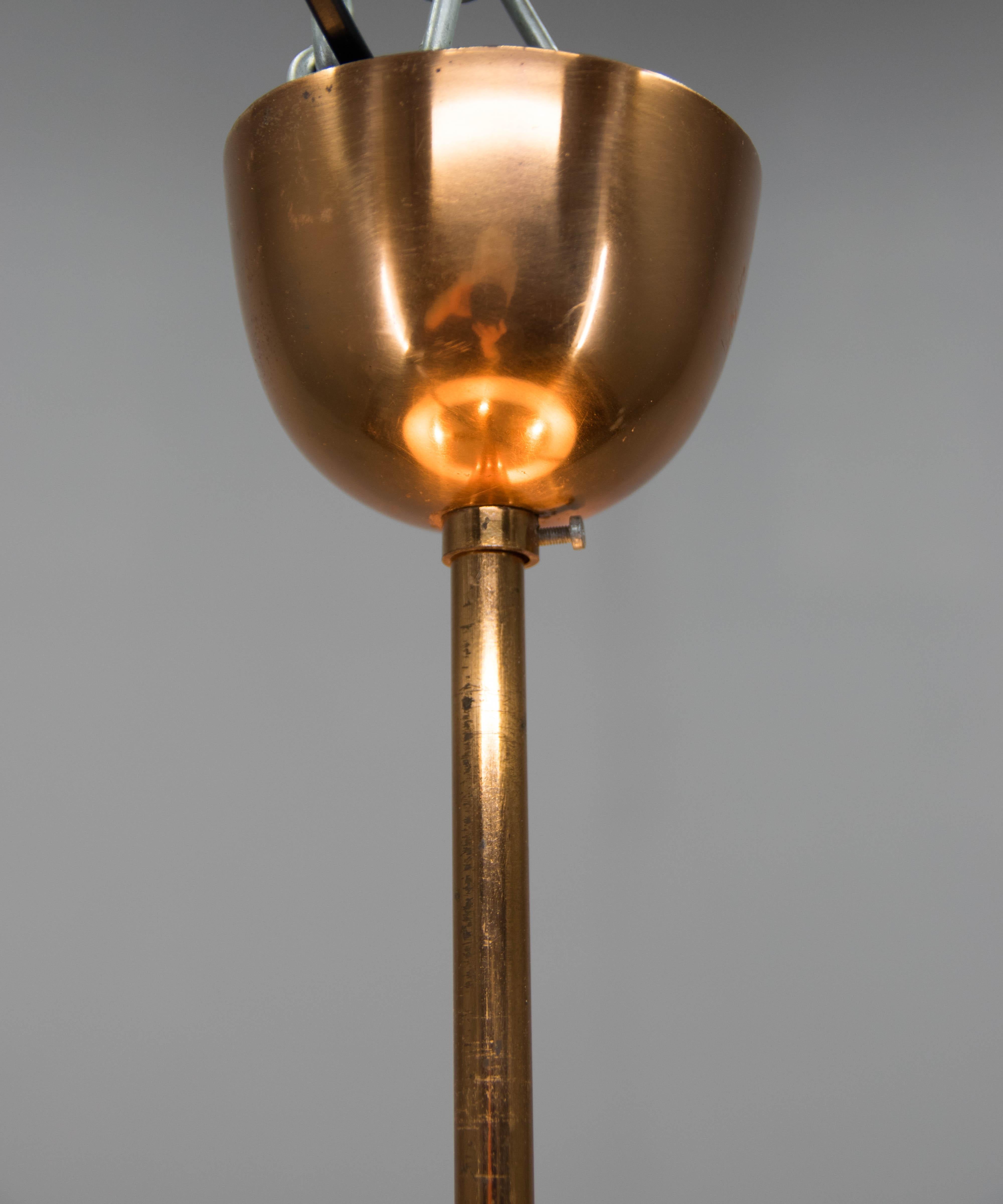 Bauhaus/ Functionalistischer Kupfer-Kronleuchter UFO, 1930er Jahre (Mitte des 20. Jahrhunderts) im Angebot