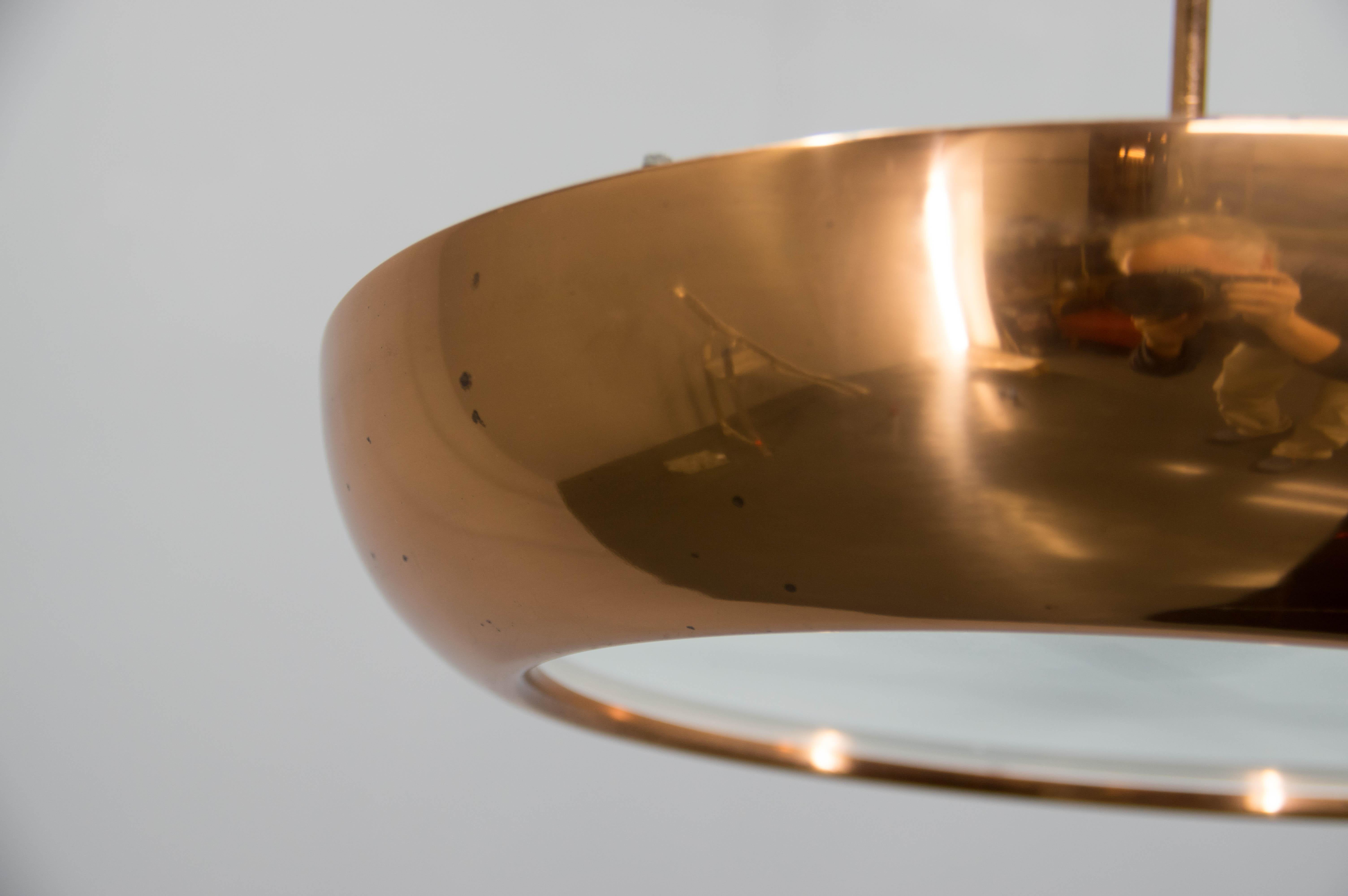 Bauhaus/ Functionalistischer Kupfer-Kronleuchter UFO, 1930er Jahre im Angebot 1