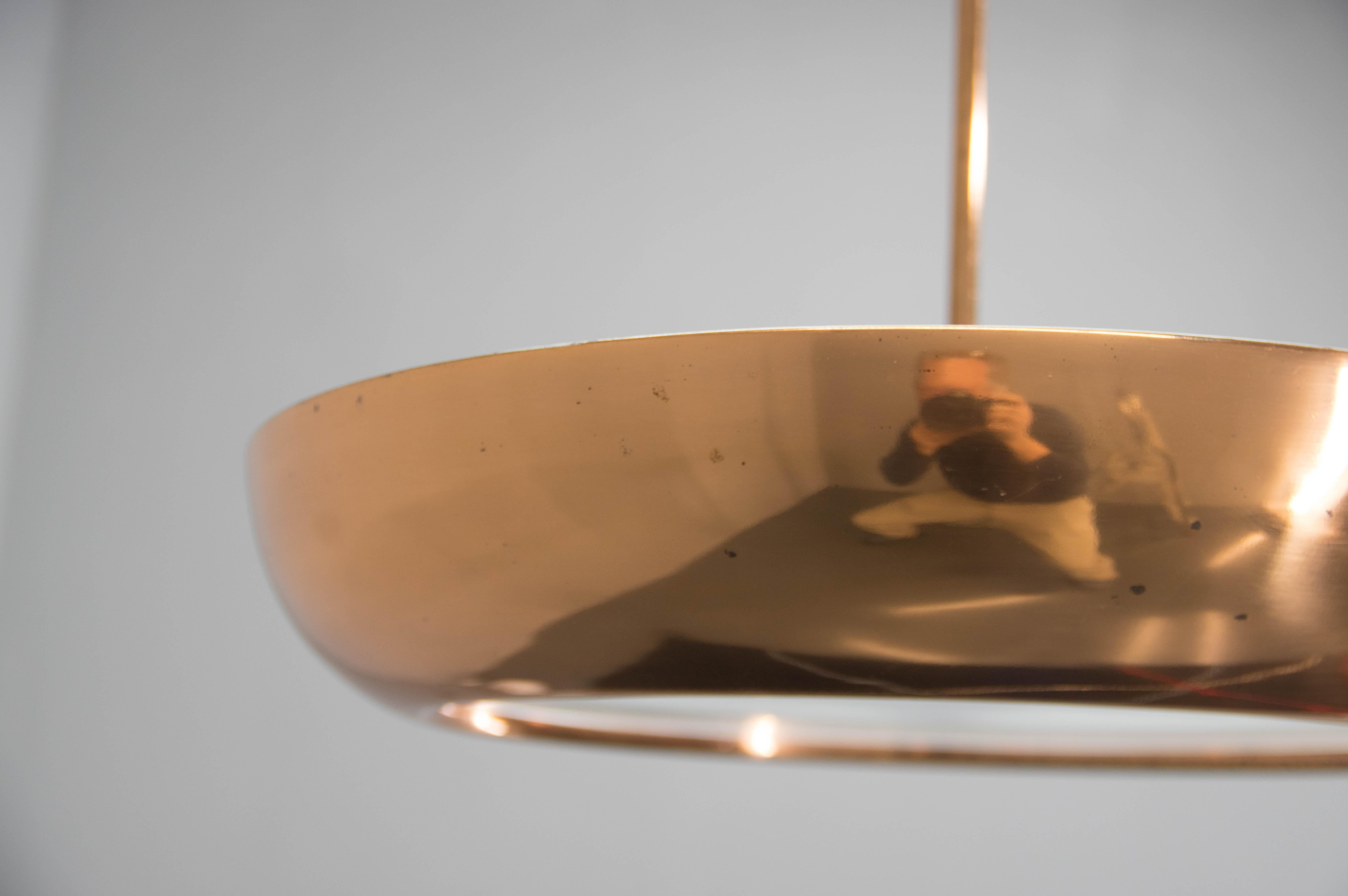 Bauhaus/ Functionalistischer Kupfer-Kronleuchter UFO, 1930er Jahre im Angebot 2