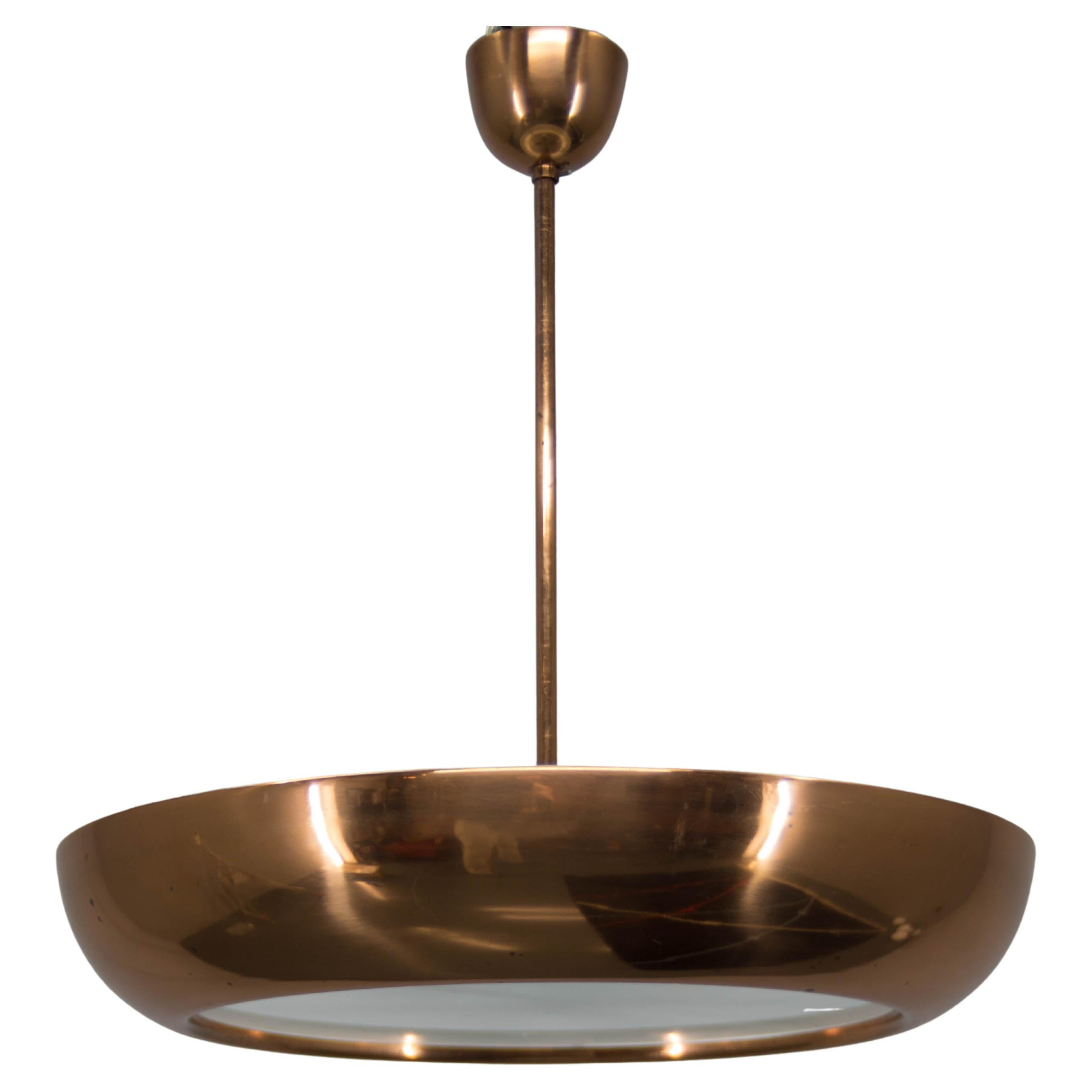 Lampadario in rame Bauhaus / Funzionalista UFO, anni '30