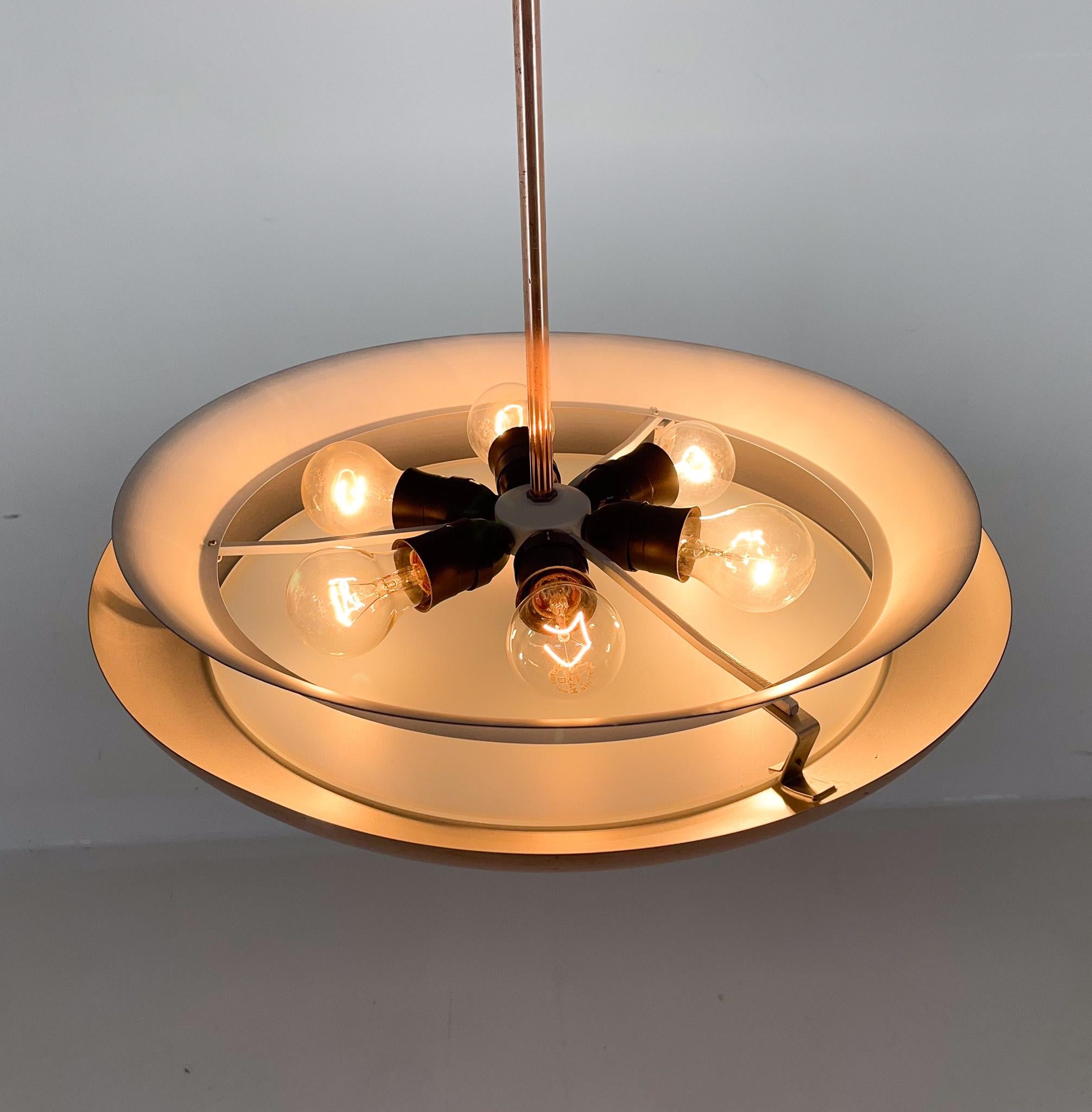 Bauhaus / Functionalist Copper Chandelier Ufo, 1930s, Restored 4