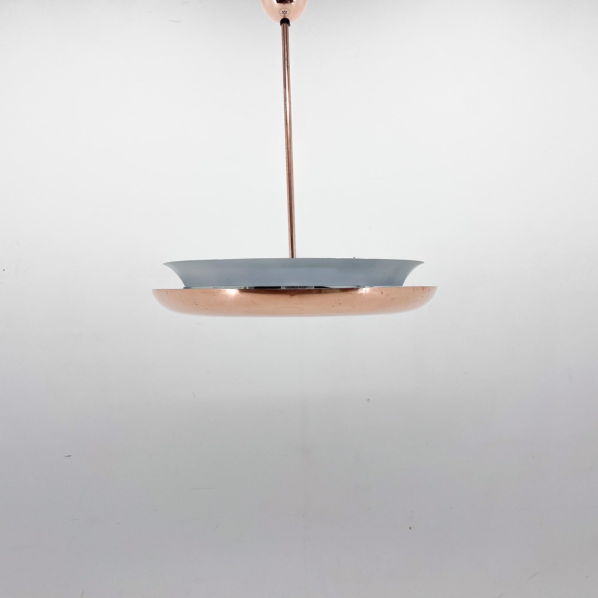 20th Century Bauhaus / Functionalist Copper Chandelier Ufo, 1930s, Restored