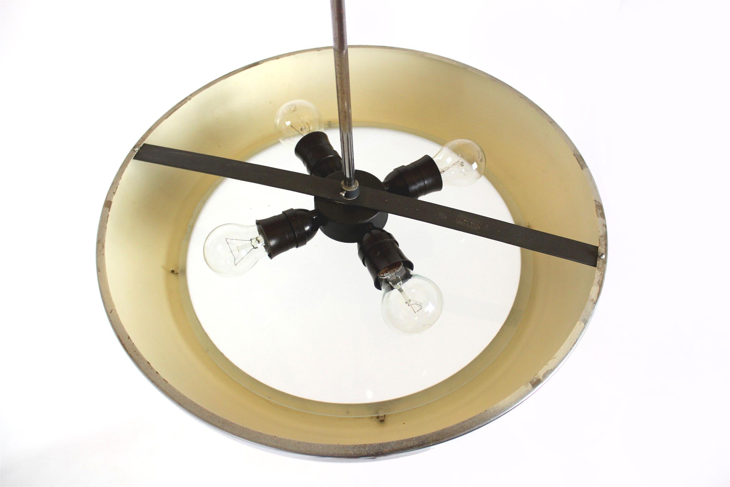 Bauhaus Functionalist Ufo Pendant Lamp by Josef Hurka for Napako, 1930s For Sale 9