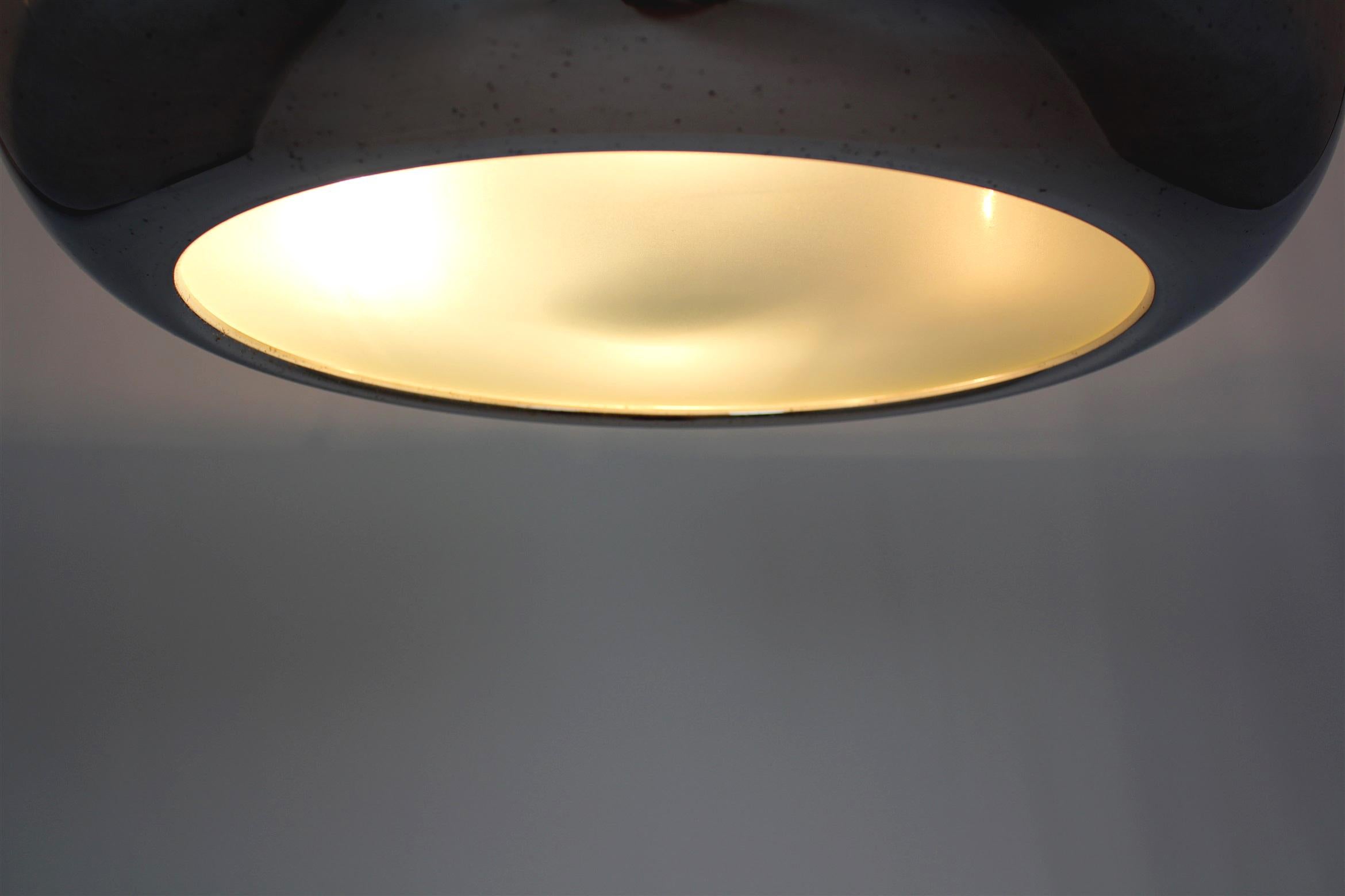 Bauhaus Functionalist Ufo Pendant Lamp by Josef Hurka for Napako, 1930s For Sale 12
