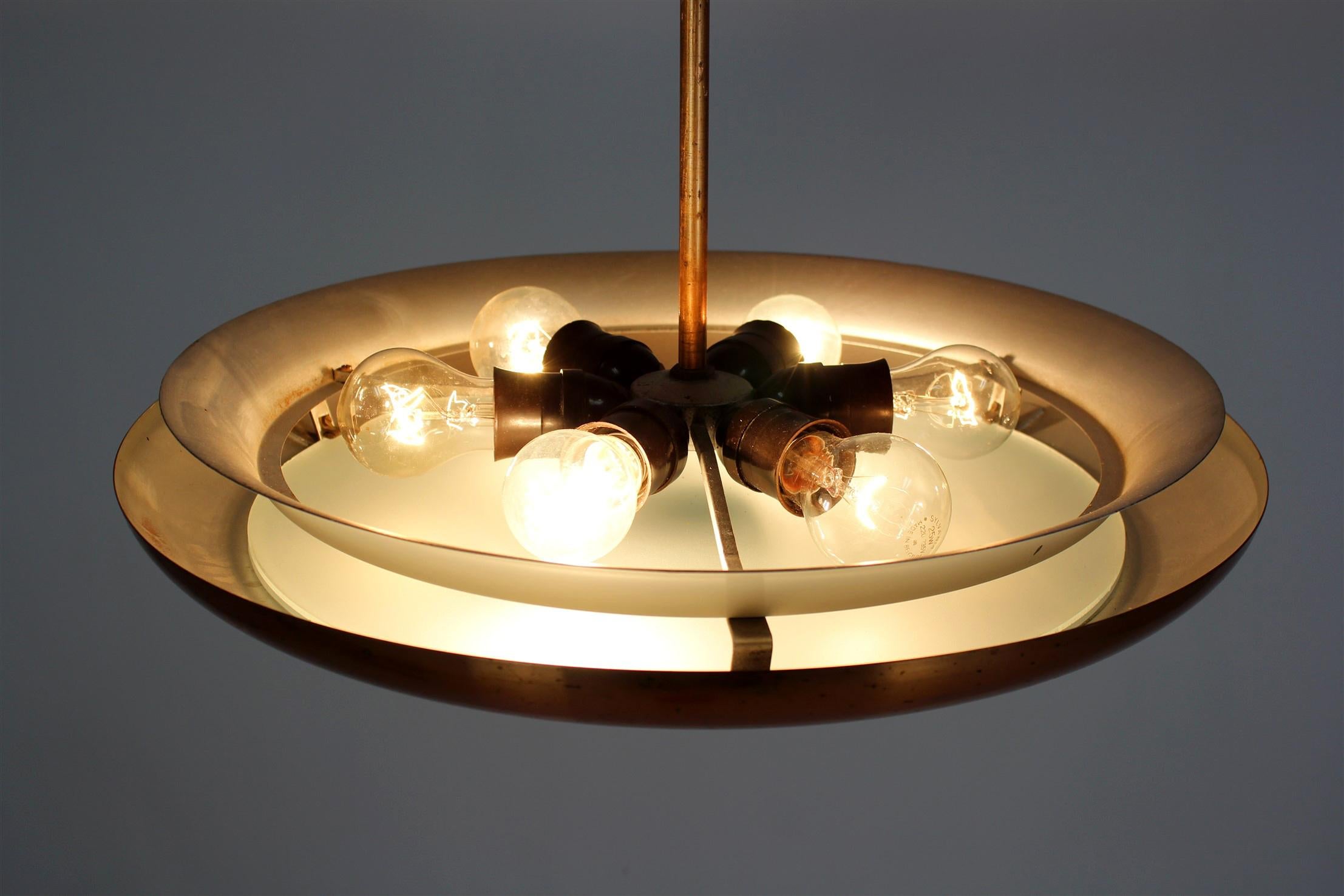 Lampada a sospensione Ufo funzionalista Bauhaus di Josef Hurka per Napako, anni '30 in vendita 12