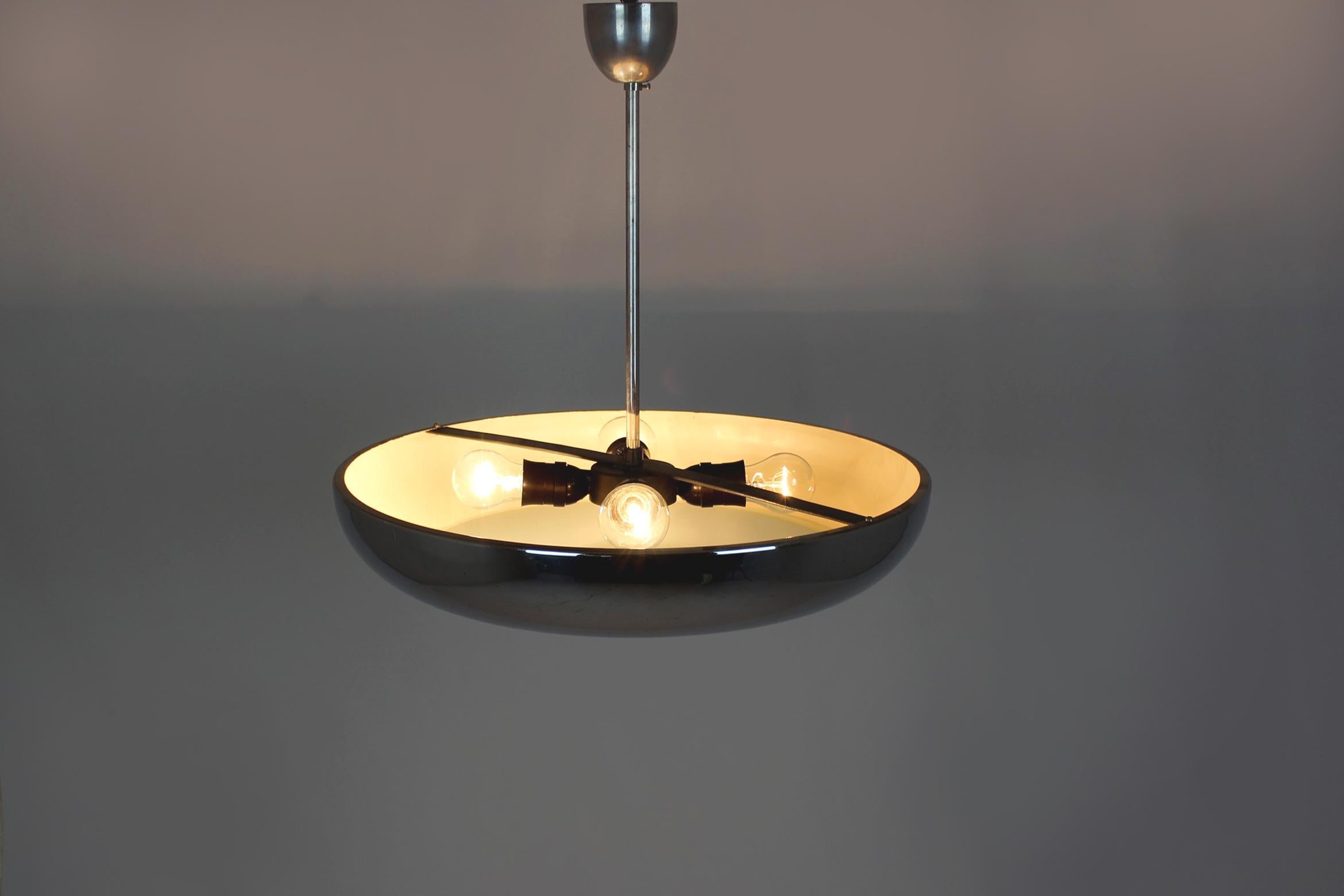 Bauhaus Functionalist Ufo Pendant Lamp by Josef Hurka for Napako, 1930s For Sale 13