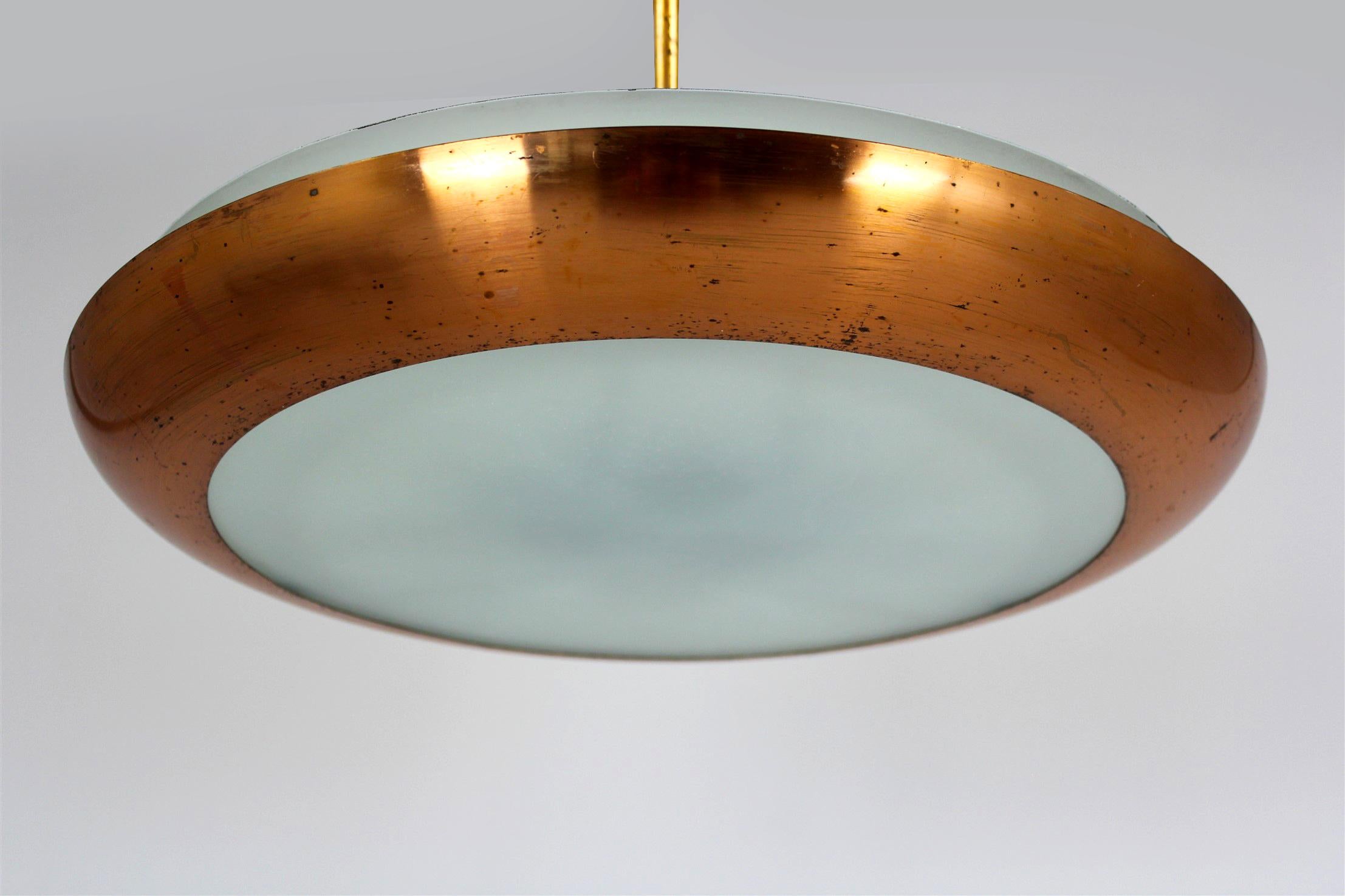 Metà XX secolo Lampada a sospensione Ufo funzionalista Bauhaus di Josef Hurka per Napako, anni '30 in vendita
