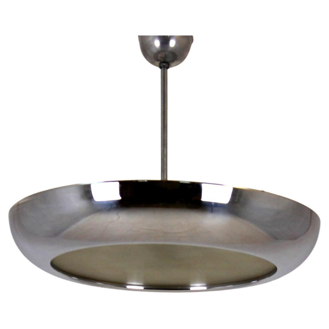 Bauhaus Functionalist Ufo Pendant Lamp by Josef Hurka for Napako, 1930s