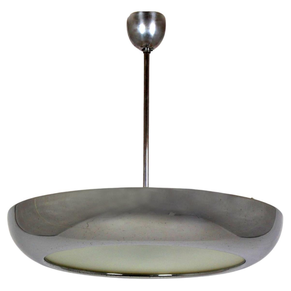 Bauhaus Functionalist Ufo Pendant Lamp by Josef Hurka for Napako, 1930s For Sale